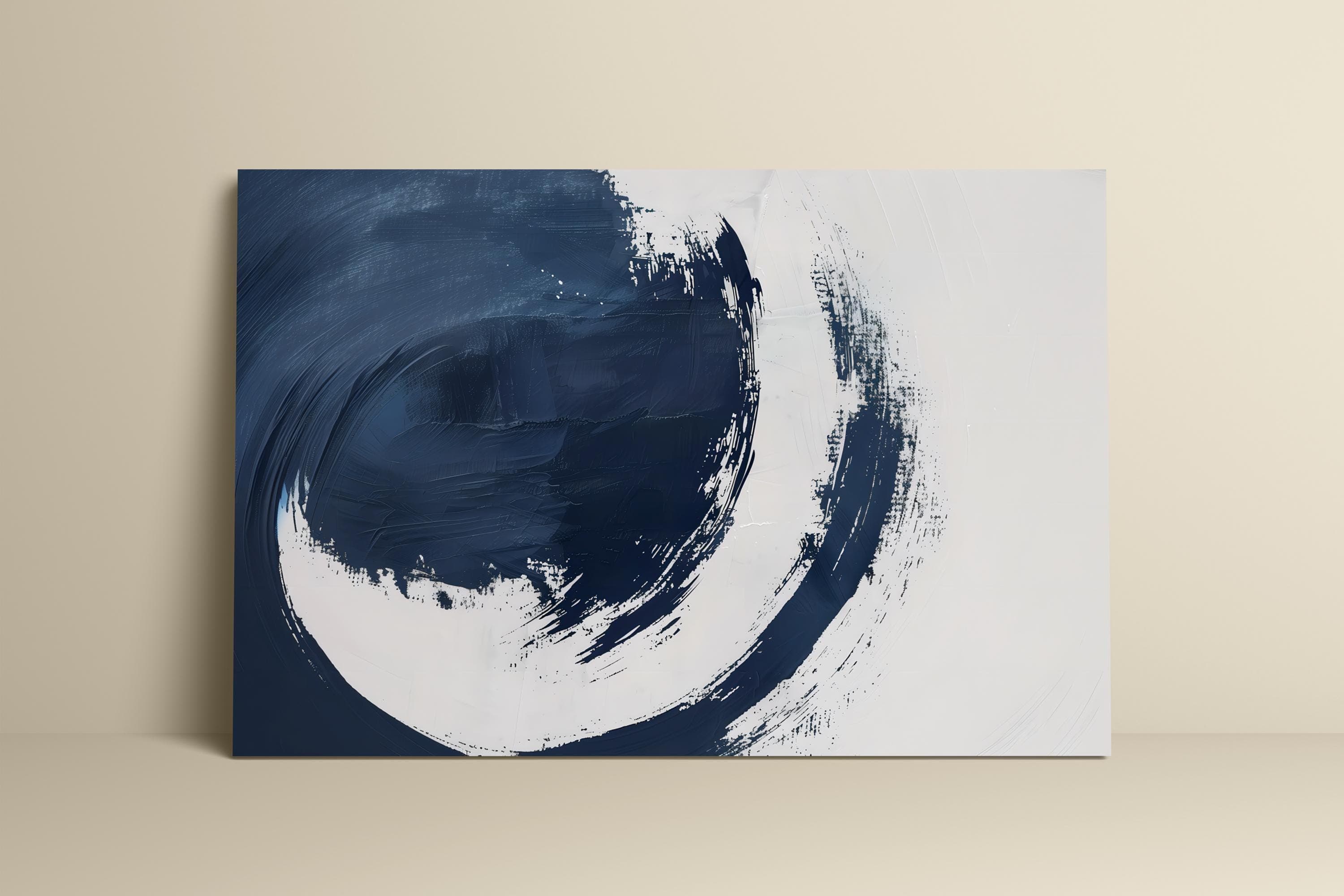 Minimalist Abstract Canvas, Dark Blue Gray Pastel (Ready to Hang)