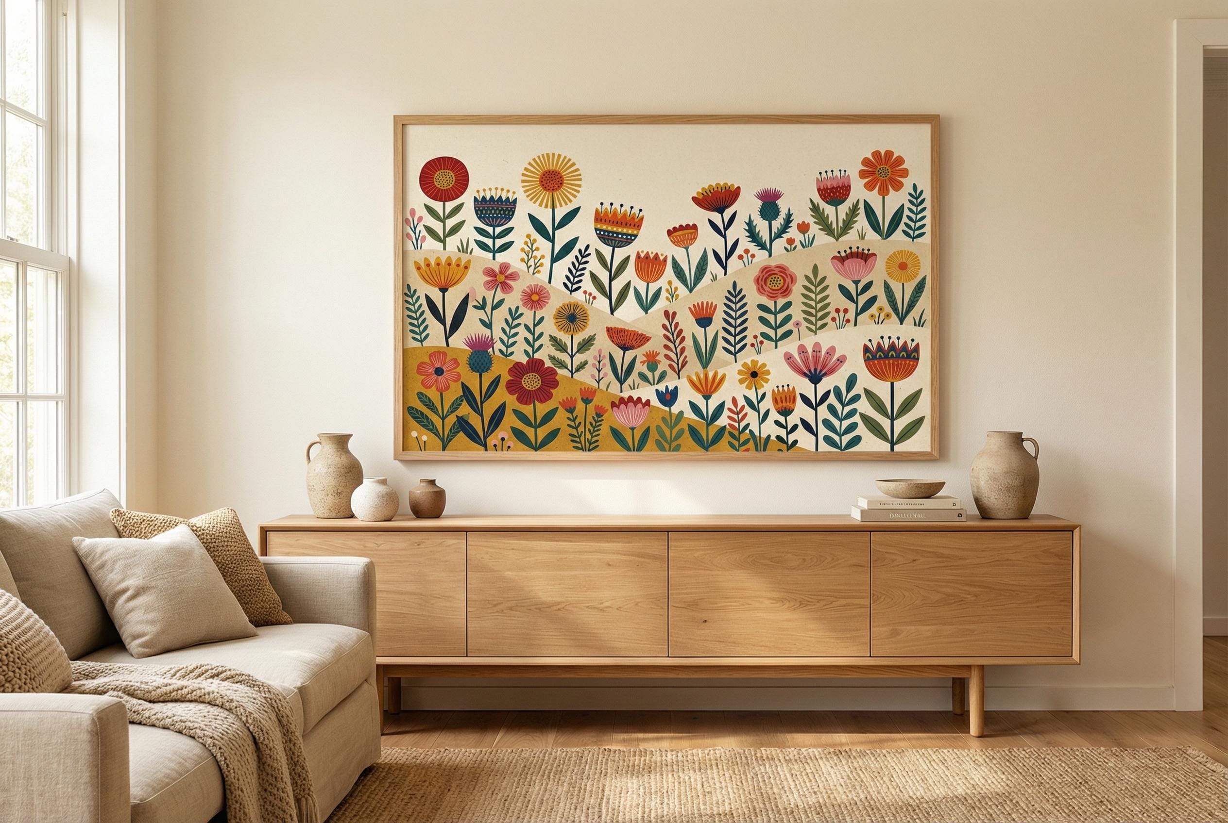 Flower Wall Art Print: Minimalist Botanical Decor (Framed or Canvas)
