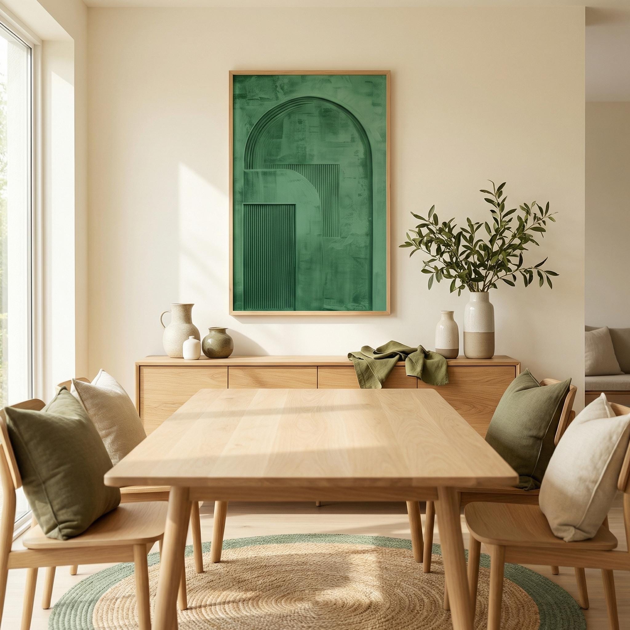 Green Abstract Canvas Print: Minimalist Arch Art - Modern Farmhouse