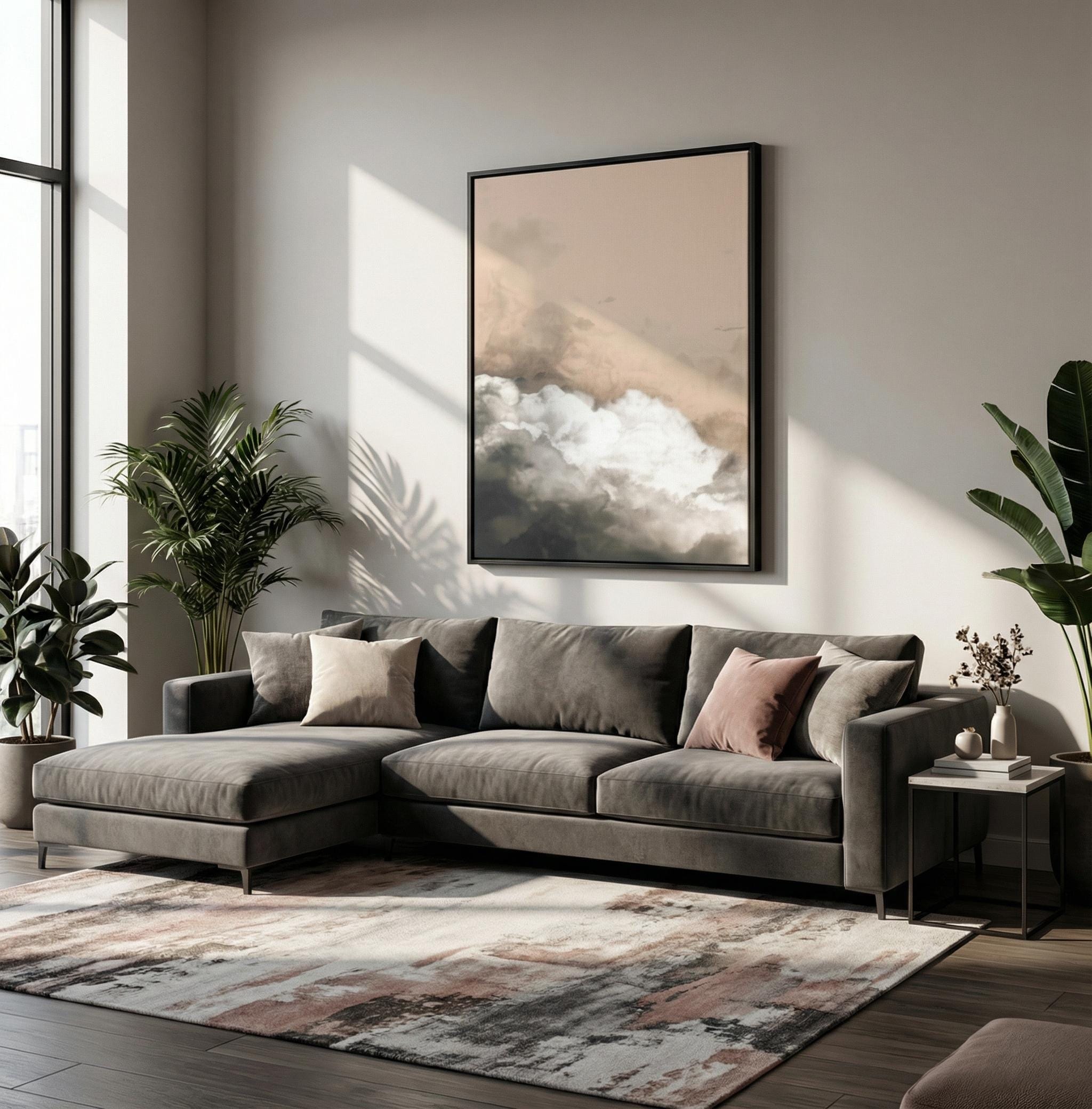Minimalist Wall Art: Beige Clouds Abstract - Soft, Serene Decor