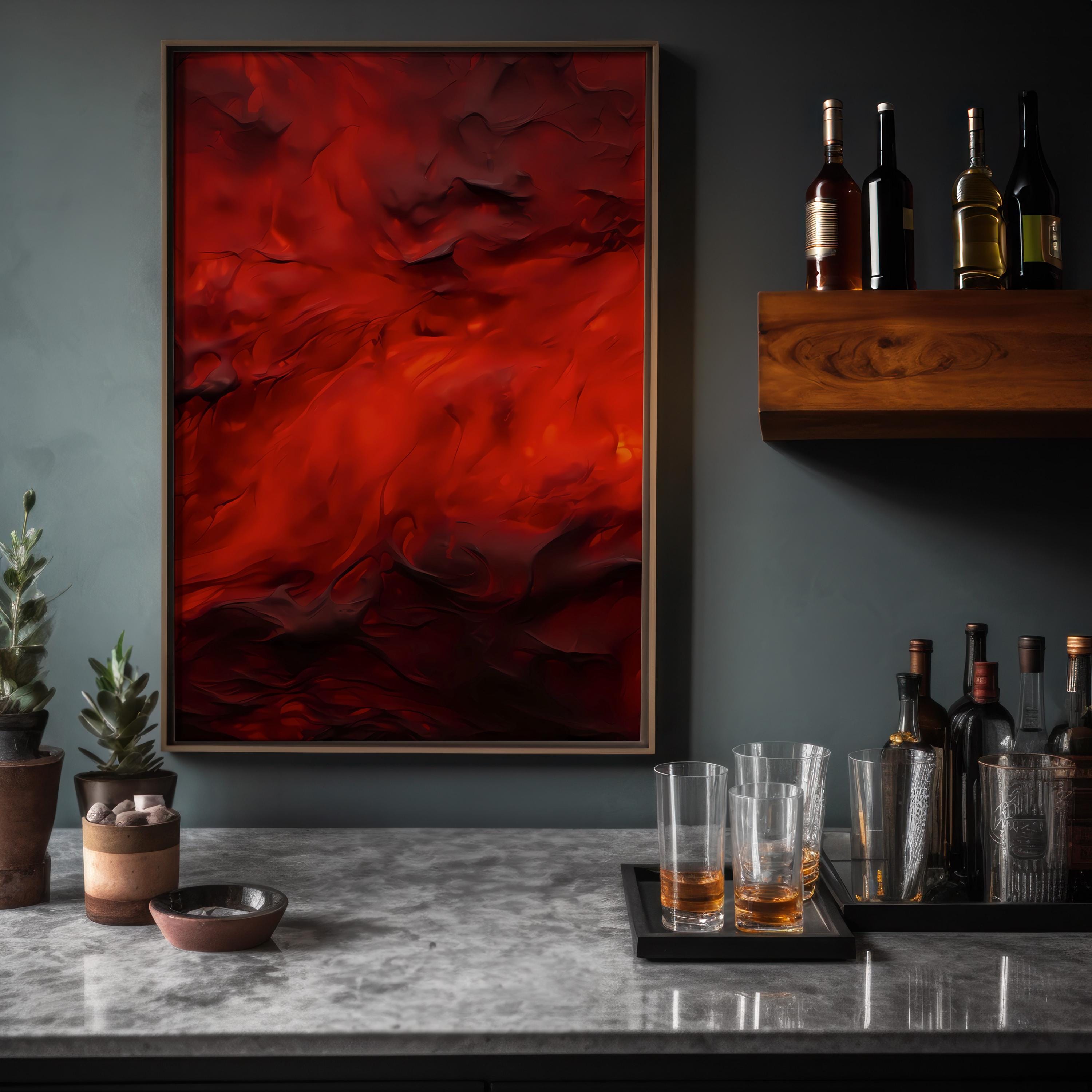 Fiery Essence: Red & Orange Abstract Art | Vibrant, Energetic Wall Decor