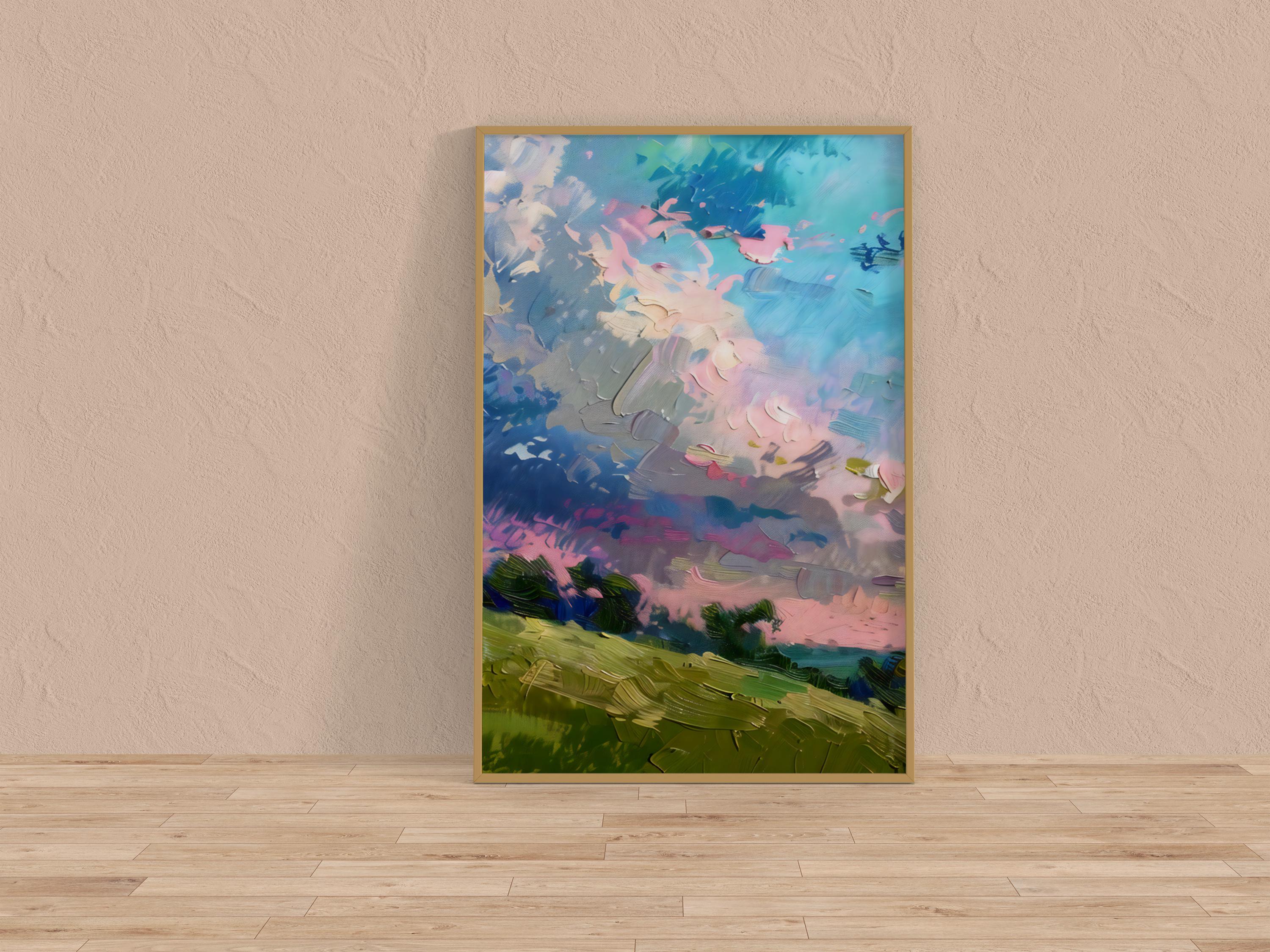 Dreamscape Horizon: Vibrant Abstract Landscape Canvas Art | Colorful & Expressive Wall Decor