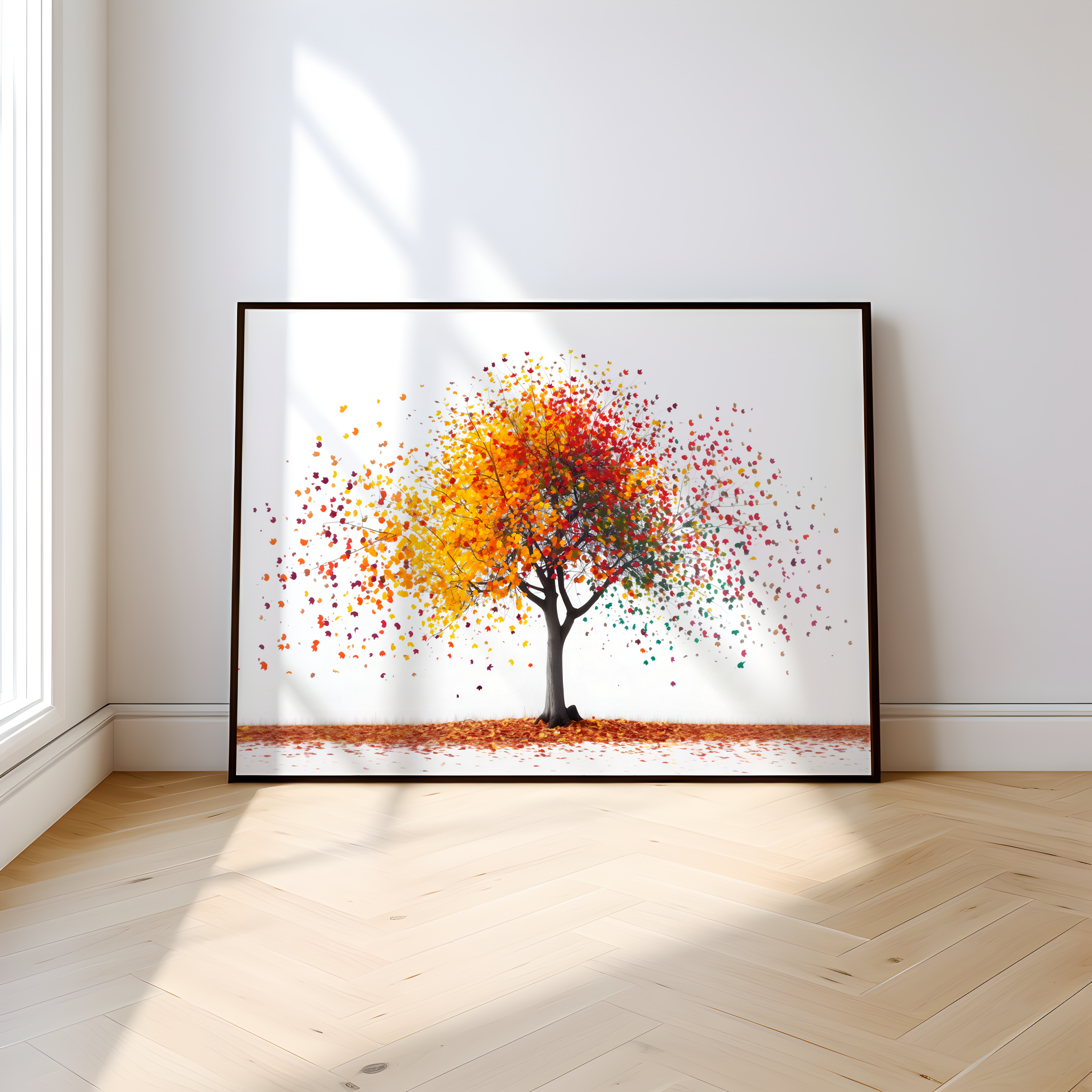 The Tree of Life: Vibrant Canopy of Colorful Leaves | Modern & Joyful Wall Art