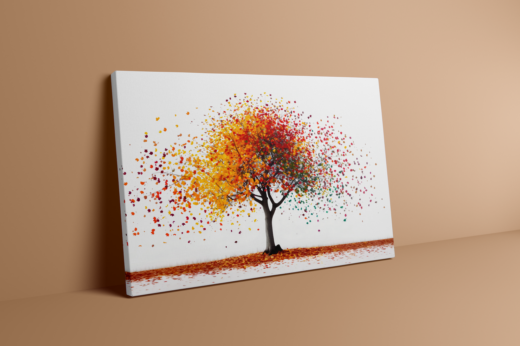 The Tree of Life: Vibrant Canopy of Colorful Leaves | Modern & Joyful Wall Art