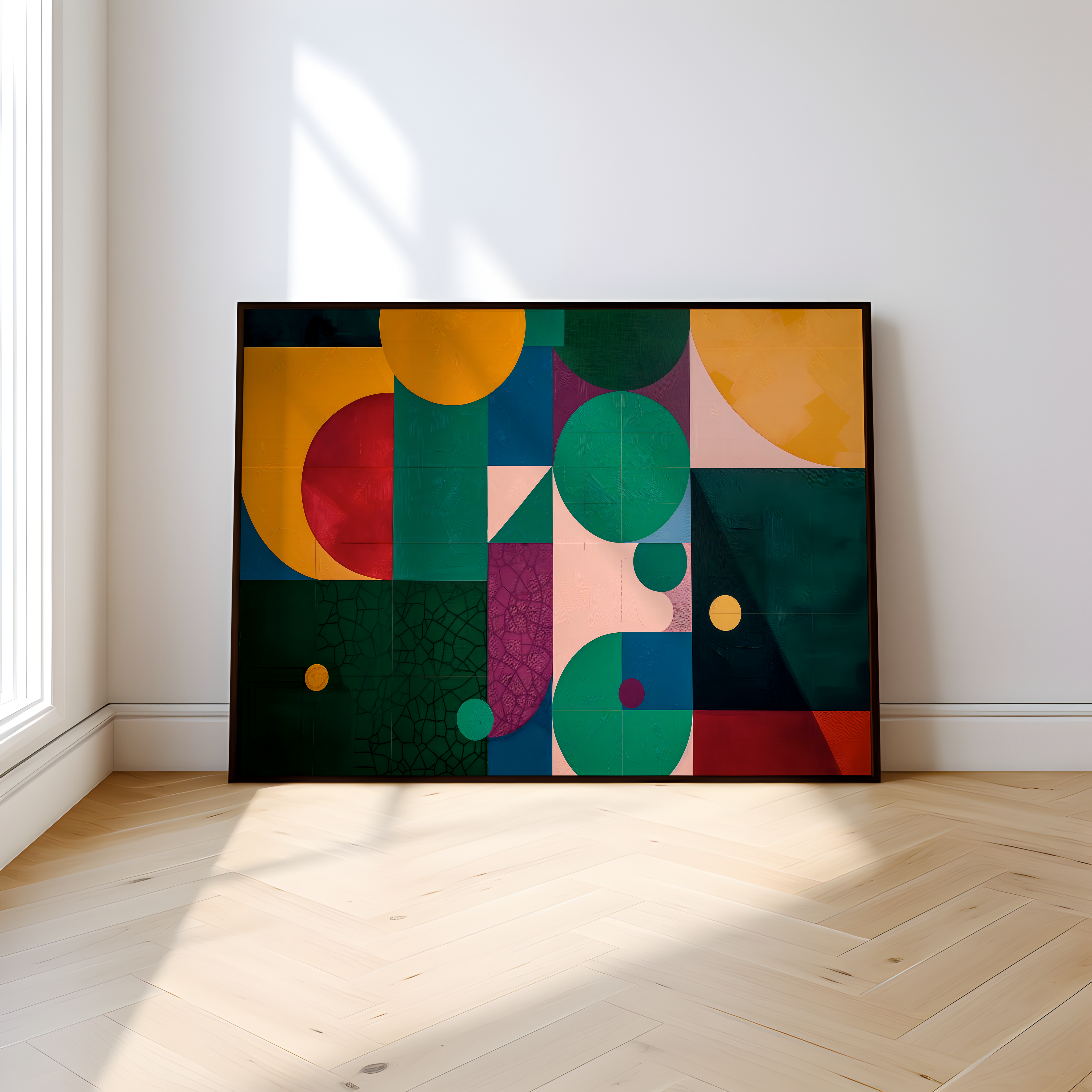 Geometric Harmony: Modern Minimalist Abstract Art | Colorful & Balanced Wall Decor