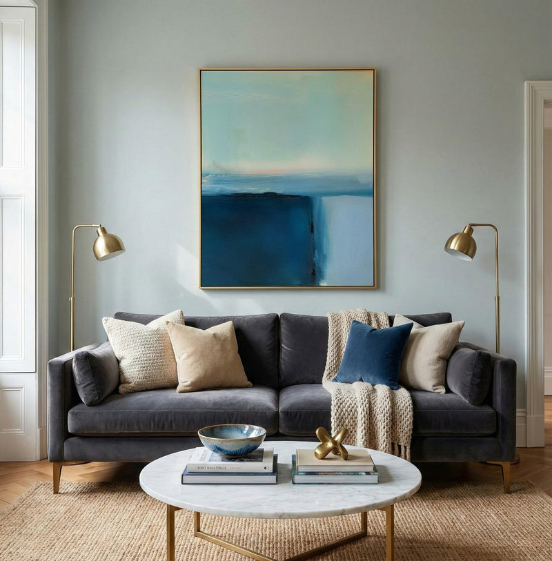 Abstract Blue Wall Decor: Modern Minimalist Art (Various Sizes)