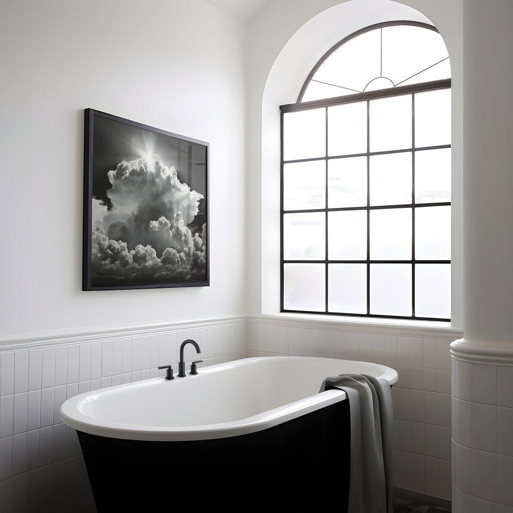 Sublime Sky: Dramatic Black & White Cloudscape Art | Awe-Inspiring Framed Canvas Decor