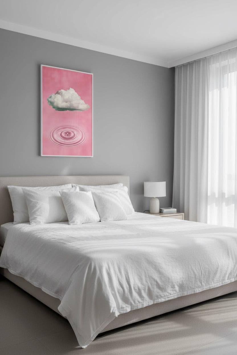 Pink Cloud Wall Art - Dreamy Blush Sunset Print With Romantic Feminine Decor