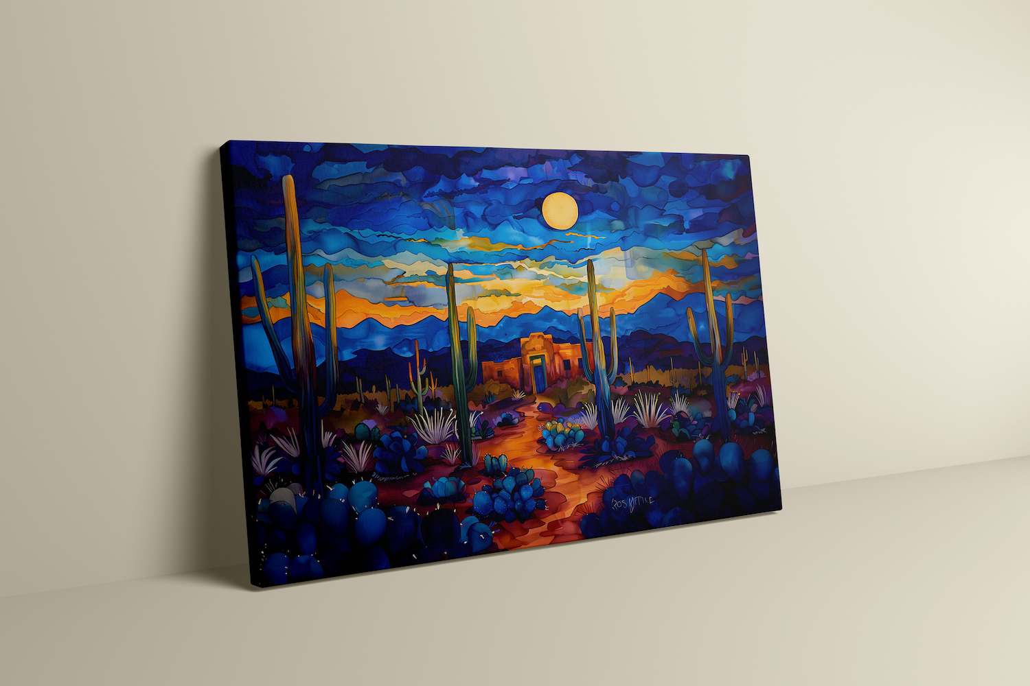 The Desert Soul: Southwest Cactus & Desert Landscape | Serene Blue & Earthy Watercolor Art