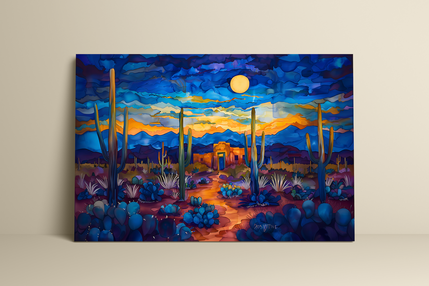 The Desert Soul: Southwest Cactus & Desert Landscape | Serene Blue & Earthy Watercolor Art