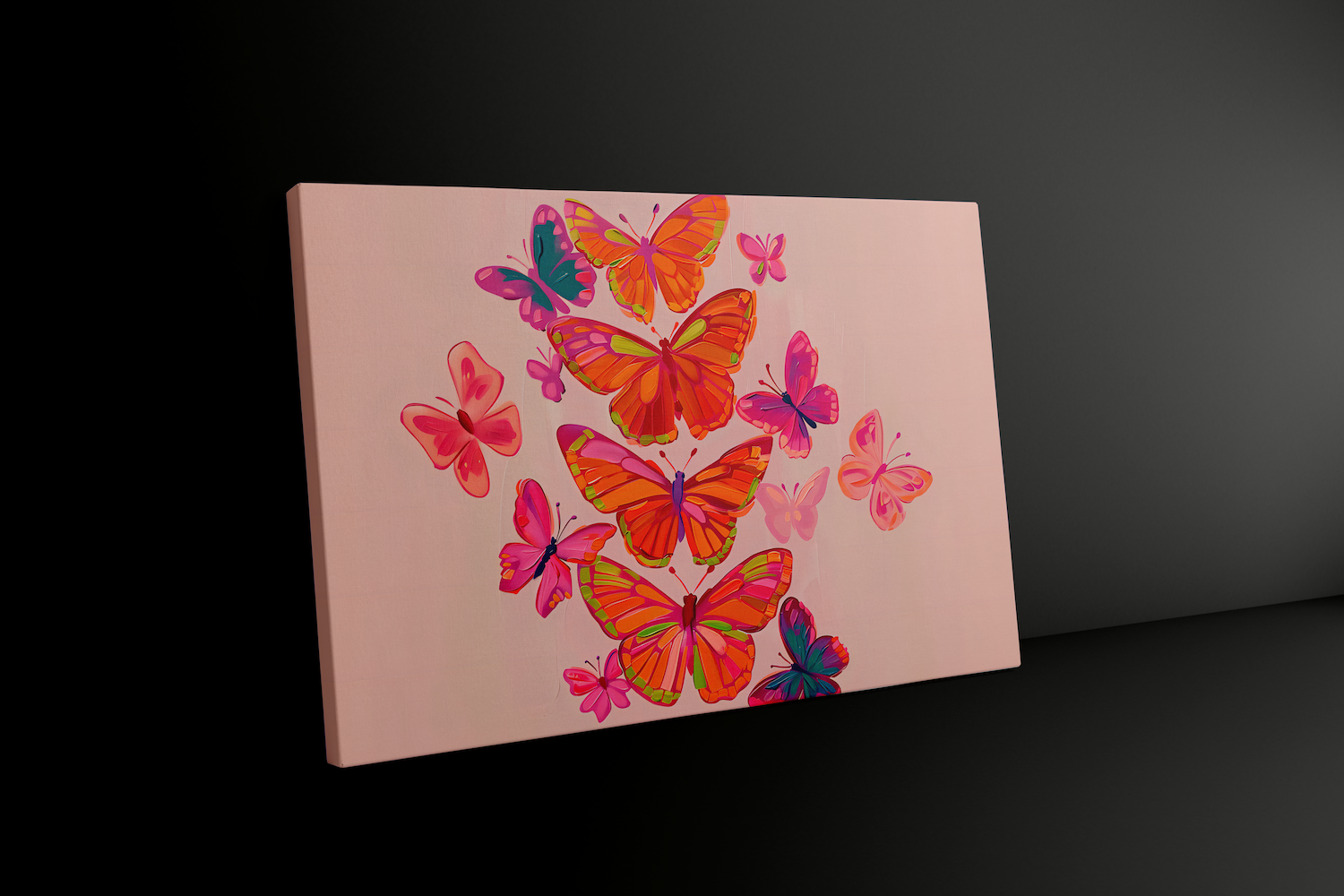 The Social Butterfly: Pink & Orange Maximalist Art | Preppy, Funky & Vibrant Wall Decor
