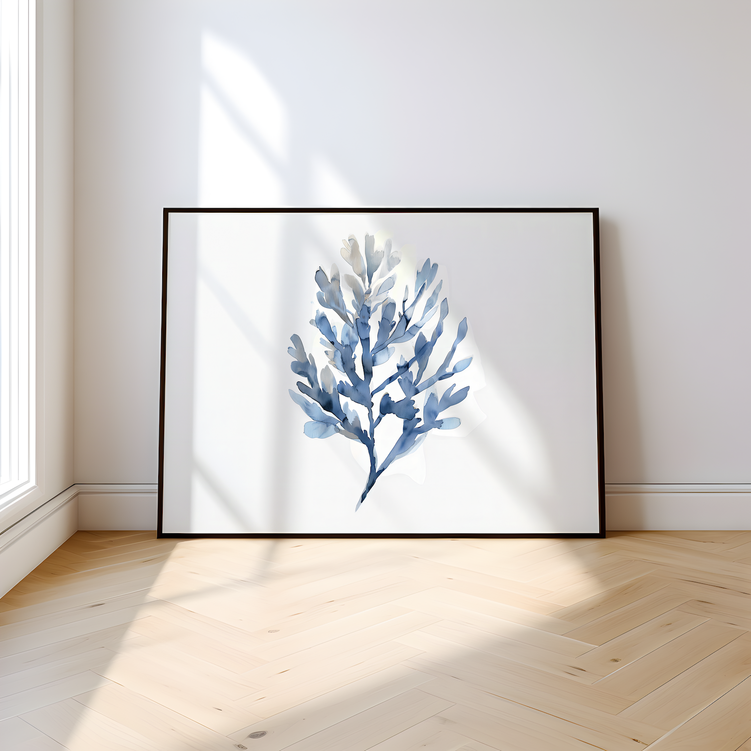 Light Blue Seaweed Watercolor Minimalist Coastal Interactive Wall Art