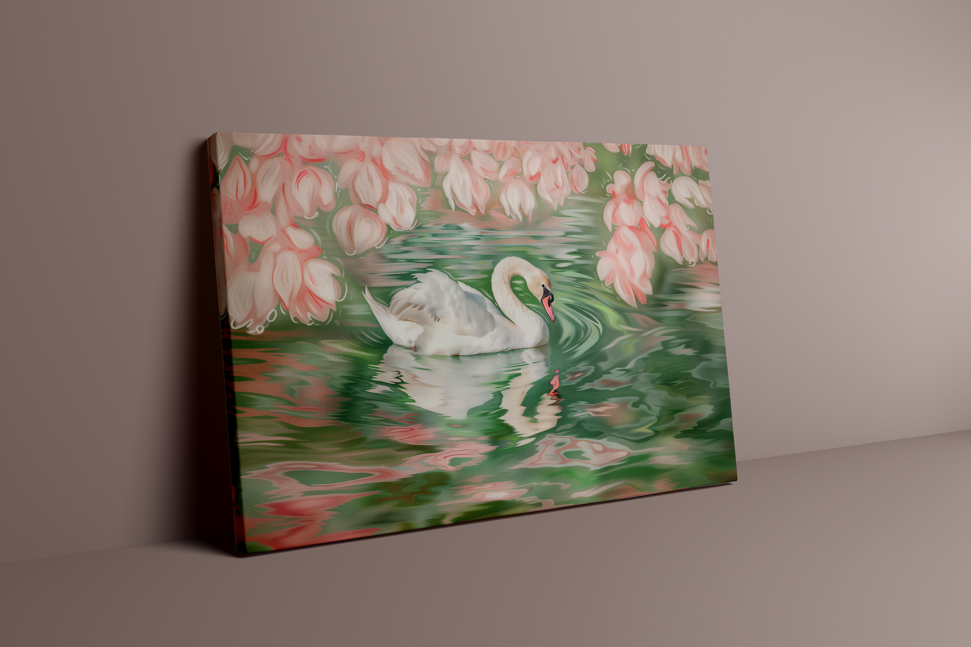 The Unfolding: Raw & Serene Swan Art in Pink & Green | Modern, Unrefined Wall Decor