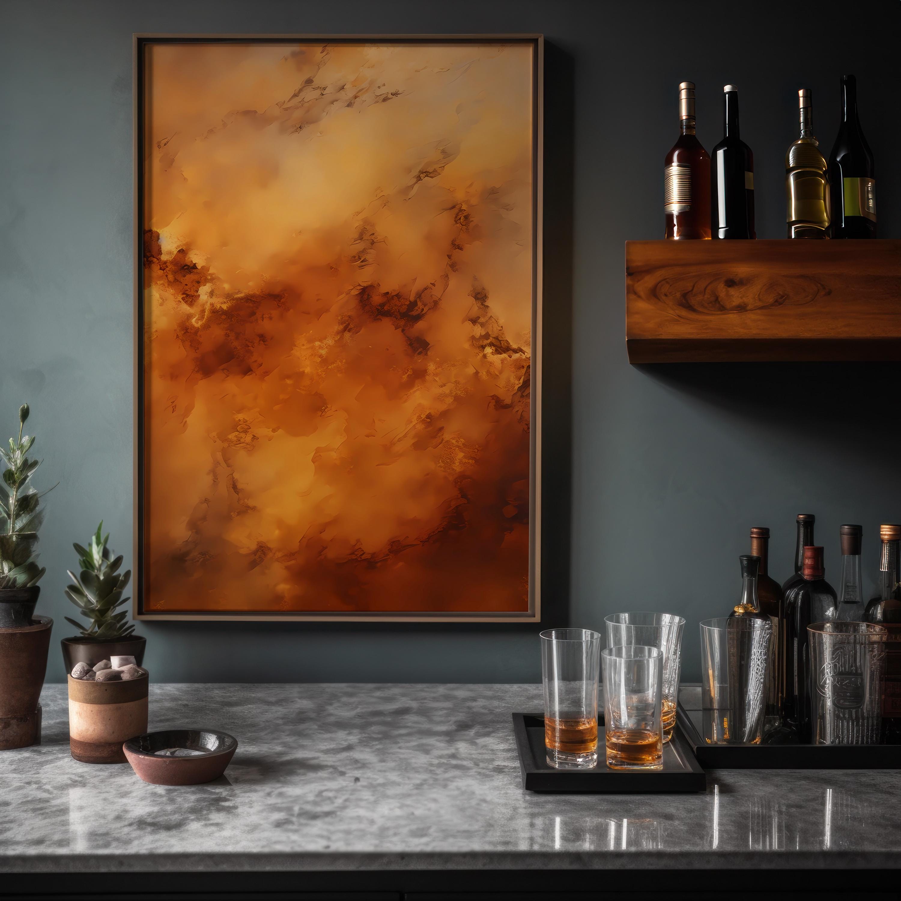 Earthen Harmony: Abstract Earth-Tone Art Print | Grounding & Serene Framed Wall Decor