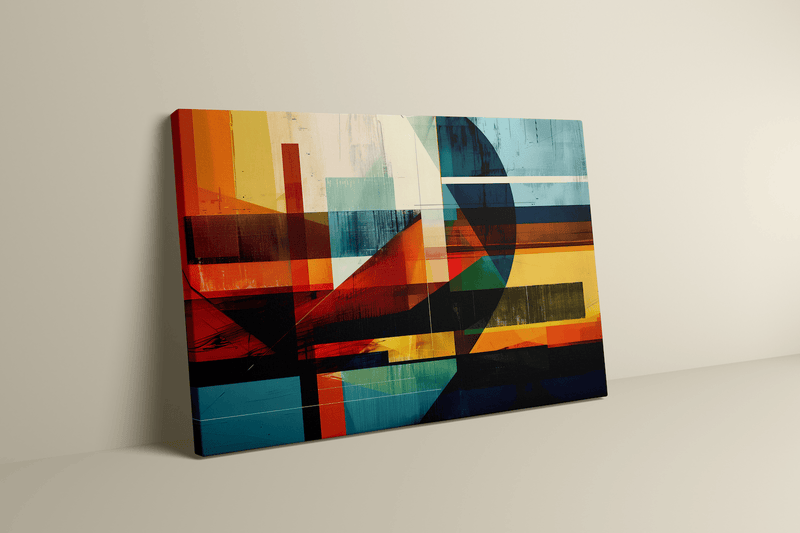 Modern Geometric Abstract – Vibrant Wall Art With Bold Shapes & Grunge Texture