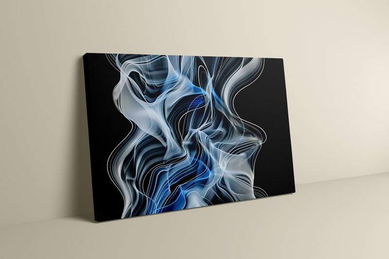 Blue White Abstract Art - Modern Wall Decor | Elegant Flowing Lines Canvas Print