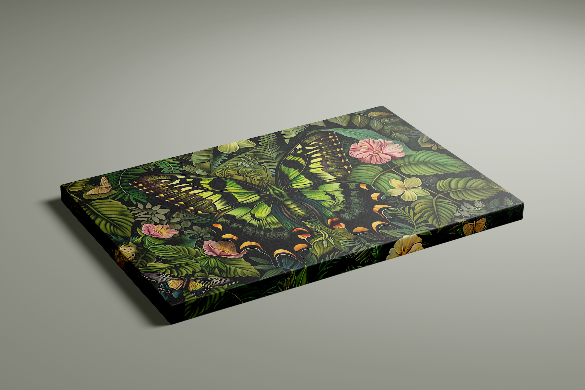 The Alchemist: Hyperrealistic Green & Black Butterfly Art | Vibrant & Lush Tropical Wall Decor