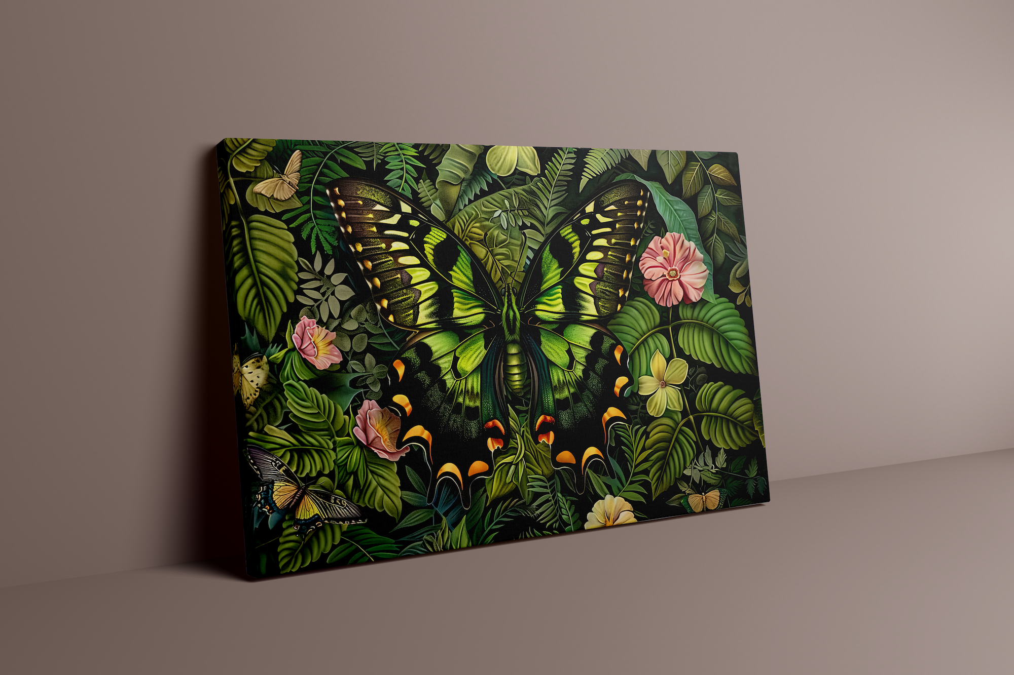 The Alchemist: Hyperrealistic Green & Black Butterfly Art | Vibrant & Lush Tropical Wall Decor