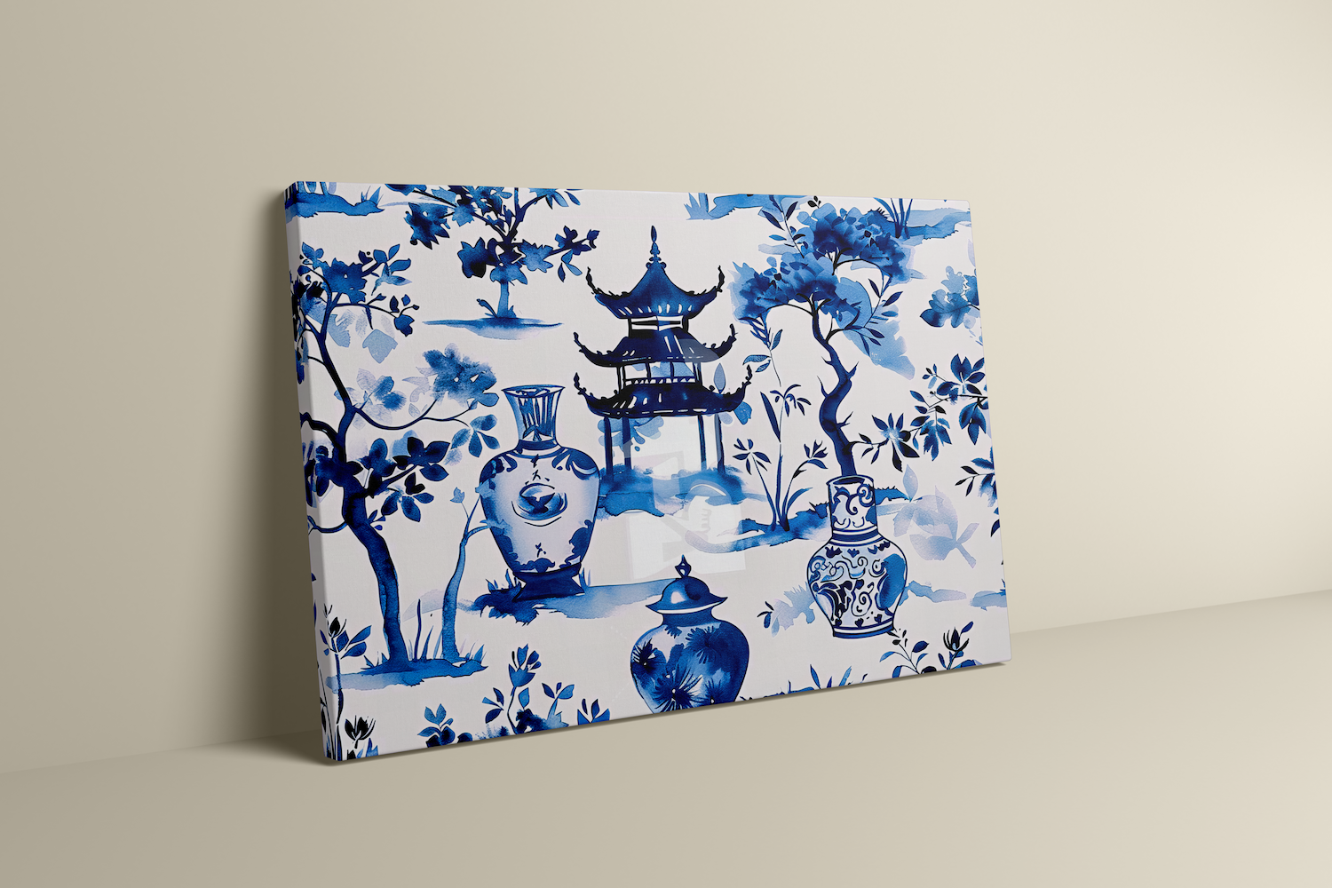 Porcelain World: Blue & White Chinese Landscape Pattern | Traditional Asian Art Decor