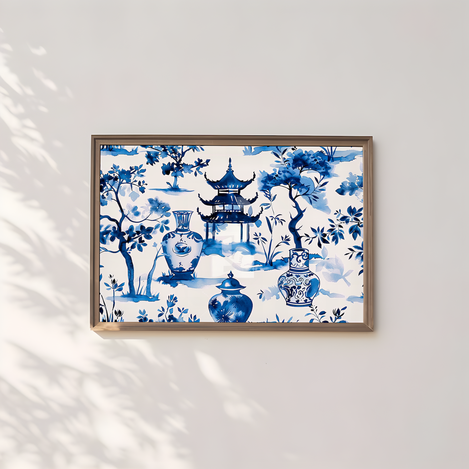 Porcelain World: Blue & White Chinese Landscape Pattern | Traditional Asian Art Decor