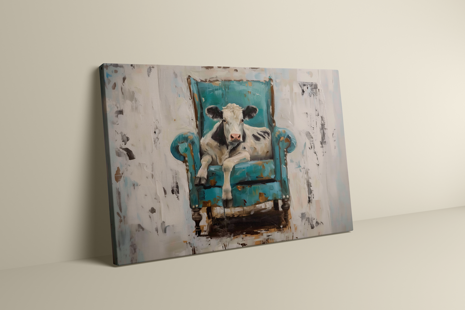The Tenant: Surreal Cow in Armchair Art | Quirky, Whimsical & Modern Farmhouse Decor