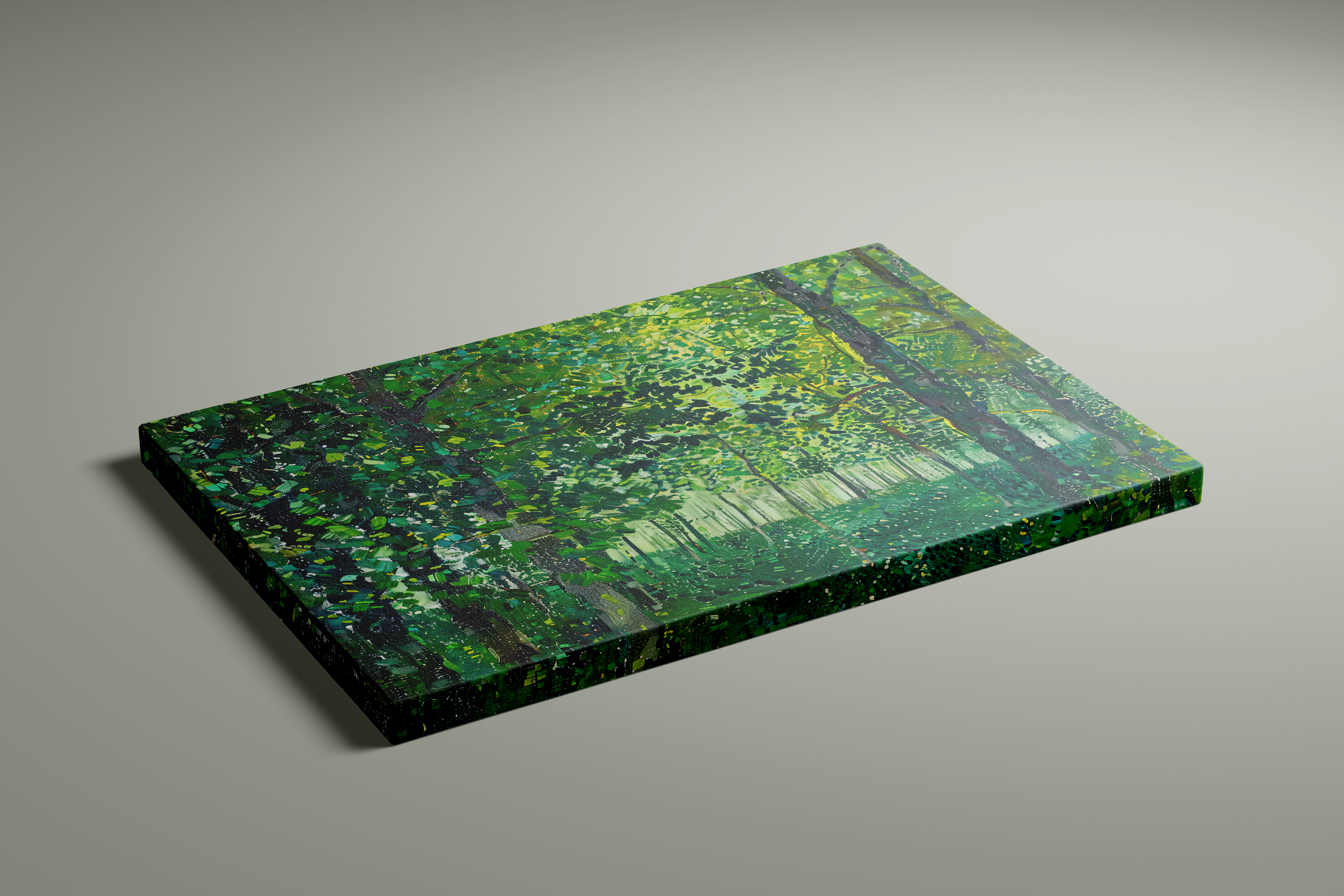 The Sunken Cathedral: Impressionist Forest with Dappled Light | Serene & Lush Green Landscape Art