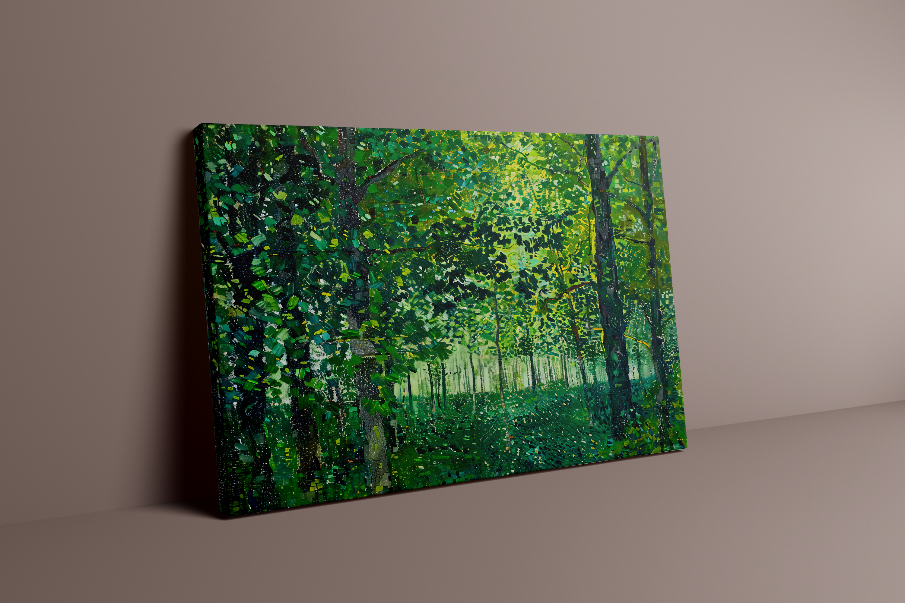 The Sunken Cathedral: Impressionist Forest with Dappled Light | Serene & Lush Green Landscape Art