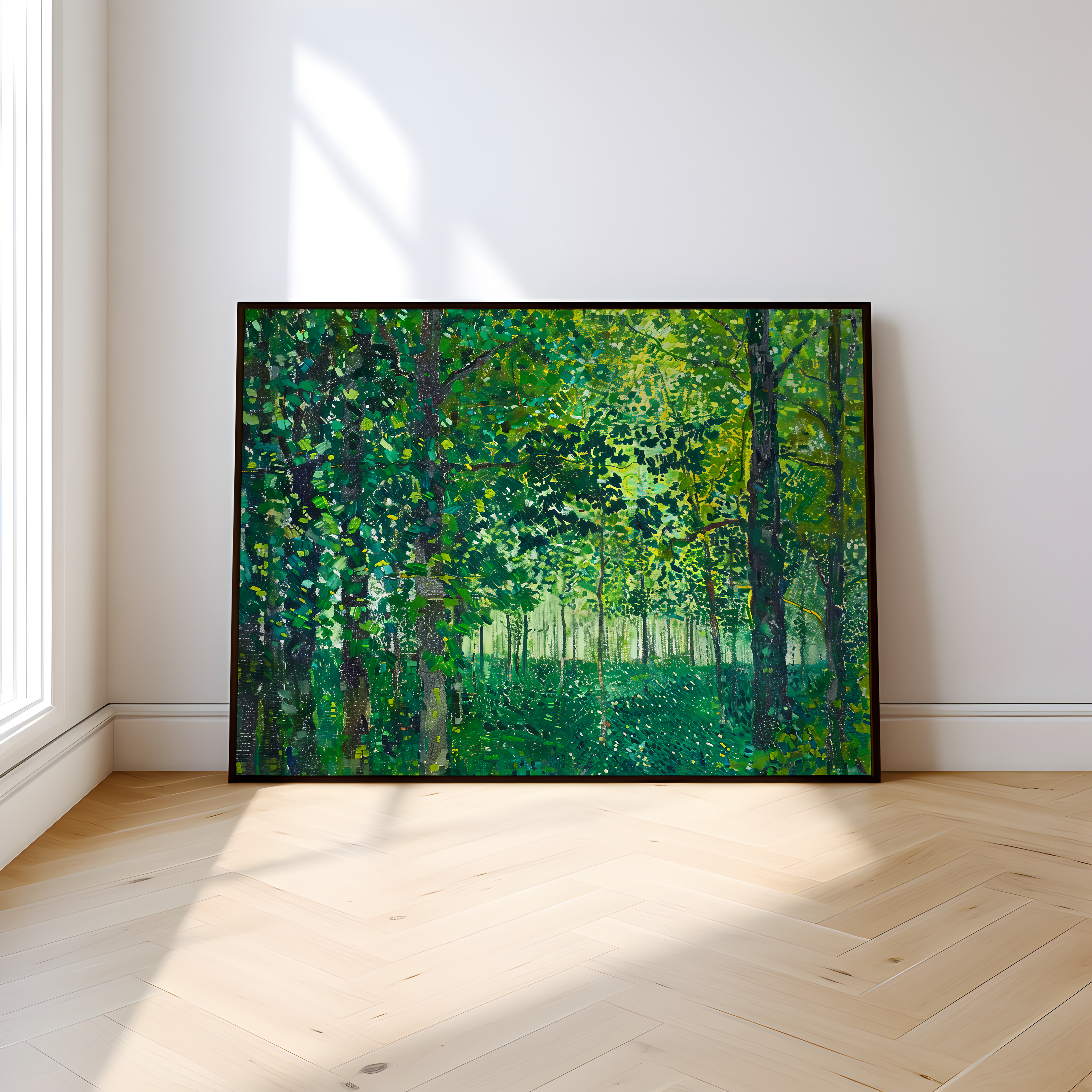 The Sunken Cathedral: Impressionist Forest with Dappled Light | Serene & Lush Green Landscape Art