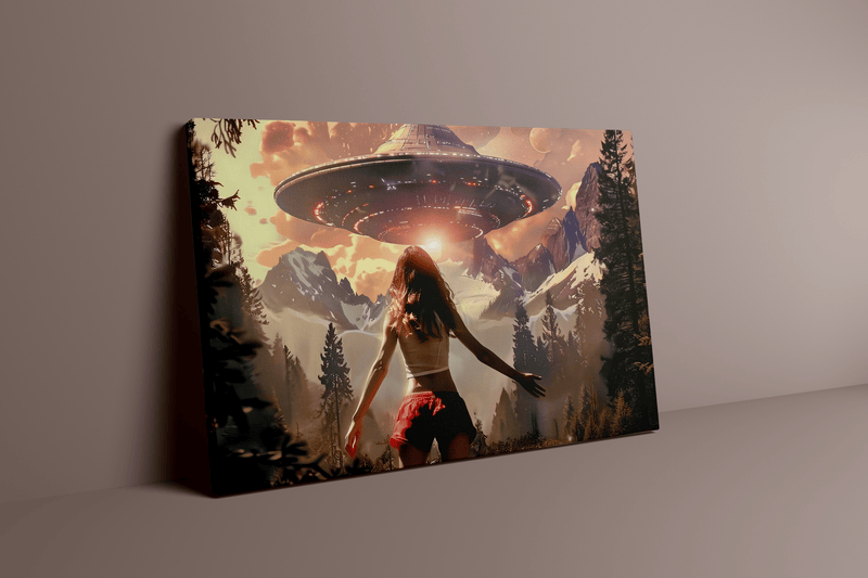 Sci-Fi Spaceship Wall Art - Cinematic Adventurous Space Art Print | Mountain Landscape Decor