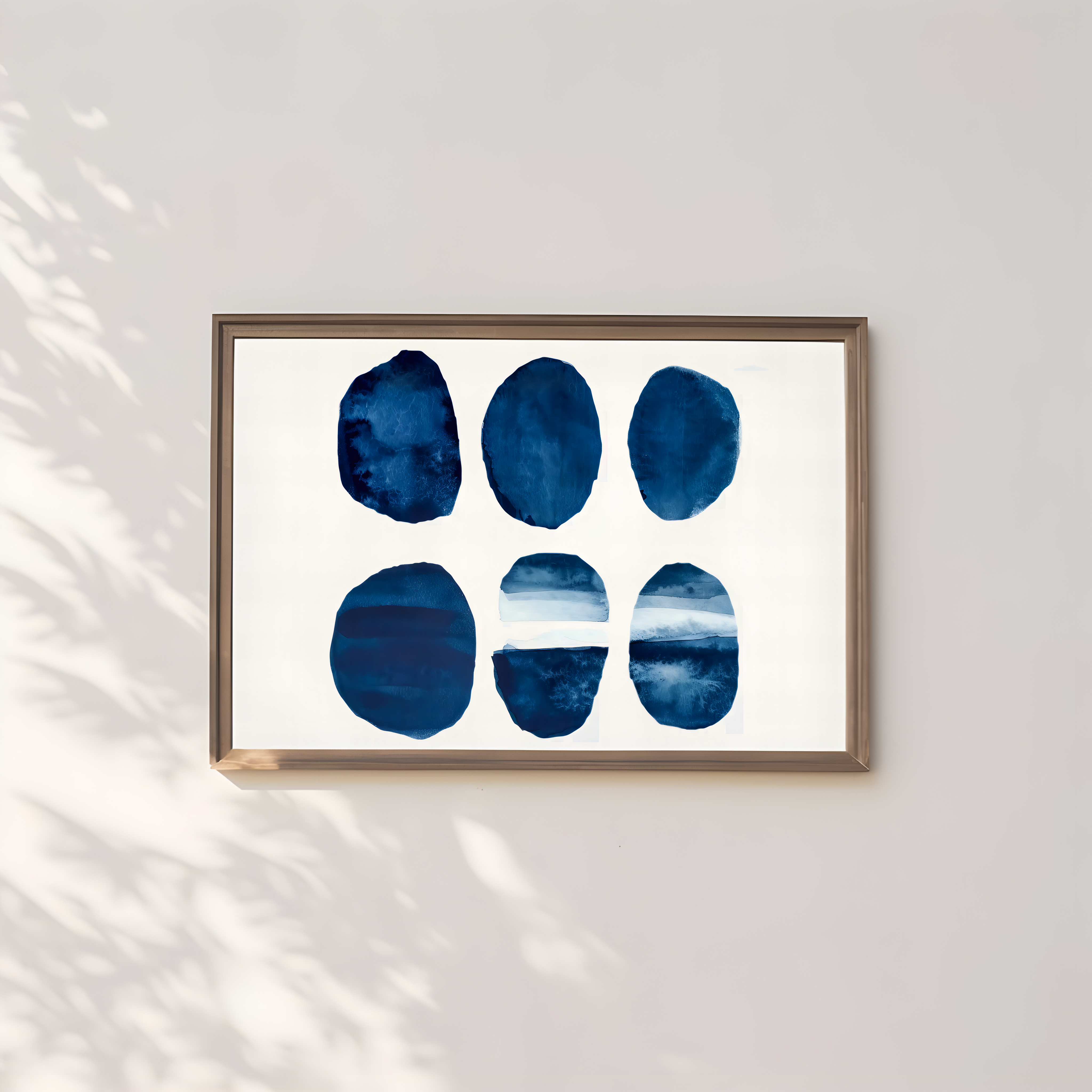 Indigo Harmony: Seven Circles Minimalist Watercolor | Modern & Serene Blue Abstract Art