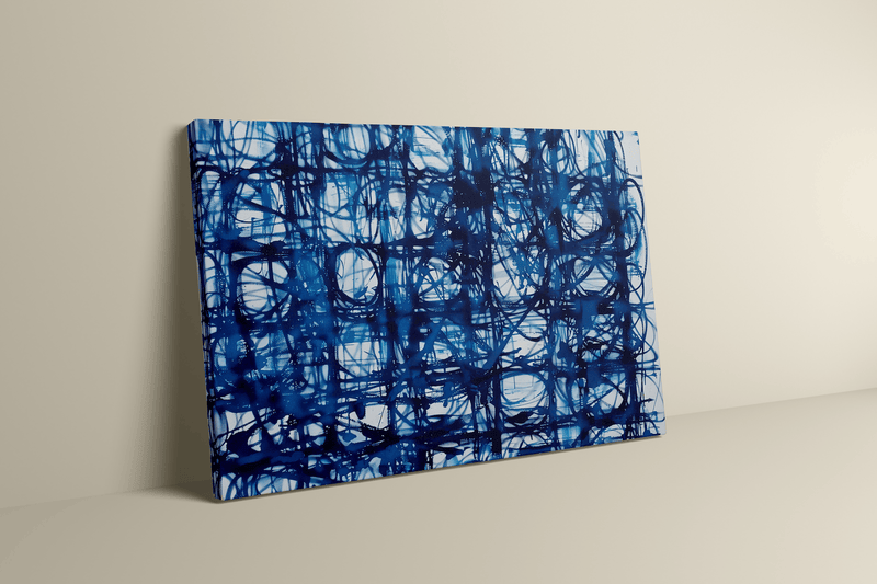 Modern Abstract Art – Blue and White Energetic Canvas Print | Minimalist Wall Decor