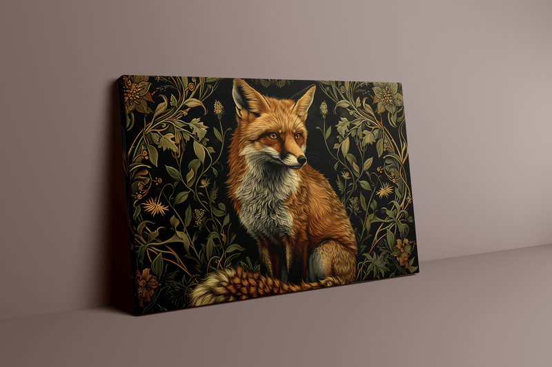 Art Nouveau Red Fox - Elegant Wildlife Wall Art | Detailed Fox Artwork in Flowing Line Style