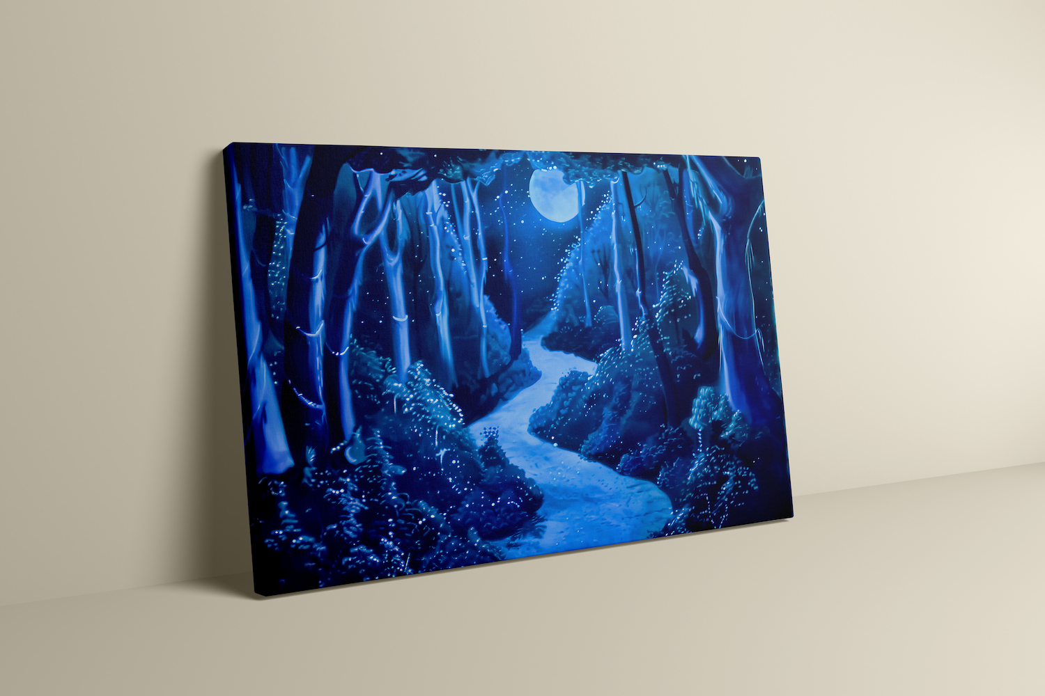 Moonlit Enchantment: Glowing Mushroom Forest Path | Fantasy & Whimsical Wall Art