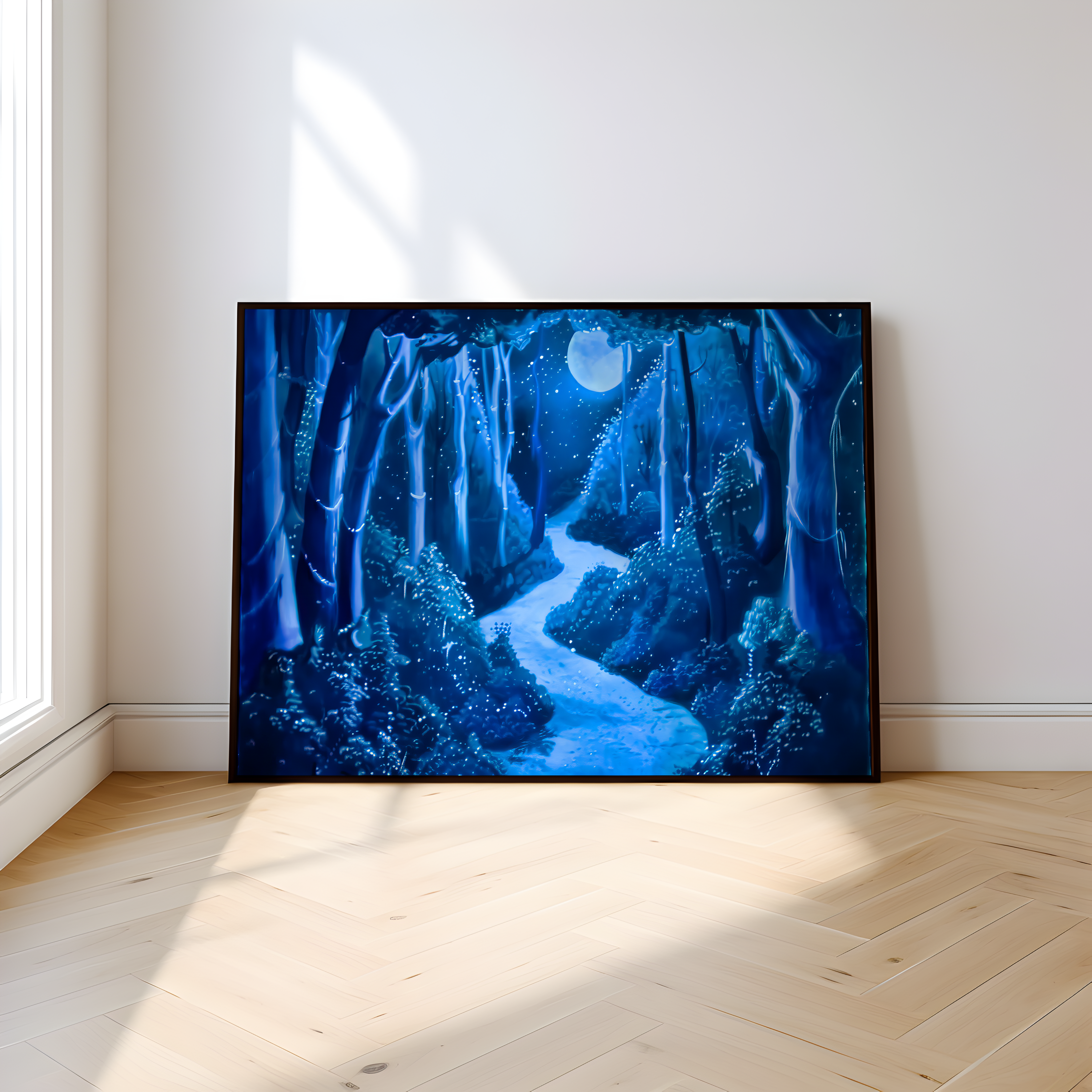 Moonlit Enchantment: Glowing Mushroom Forest Path | Fantasy & Whimsical Wall Art