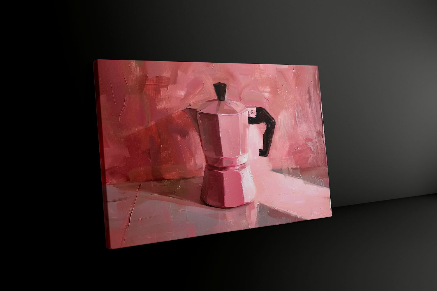 The Morning Ritual: Chic Pink Moka Pot Still Life | Modern Kitchen & Coffee Bar Art