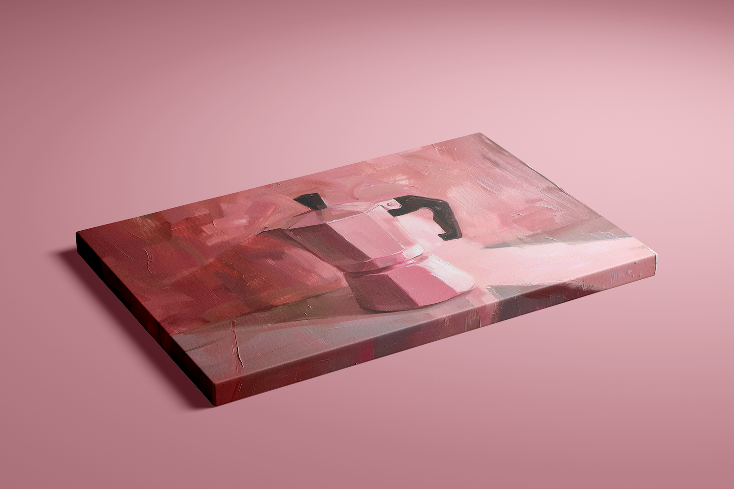 The Morning Ritual: Chic Pink Moka Pot Still Life | Modern Kitchen & Coffee Bar Art