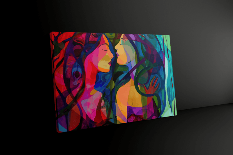 Abstract Lovers Portrait - Vibrant Modern Wall Art | Colorful Canvas Print