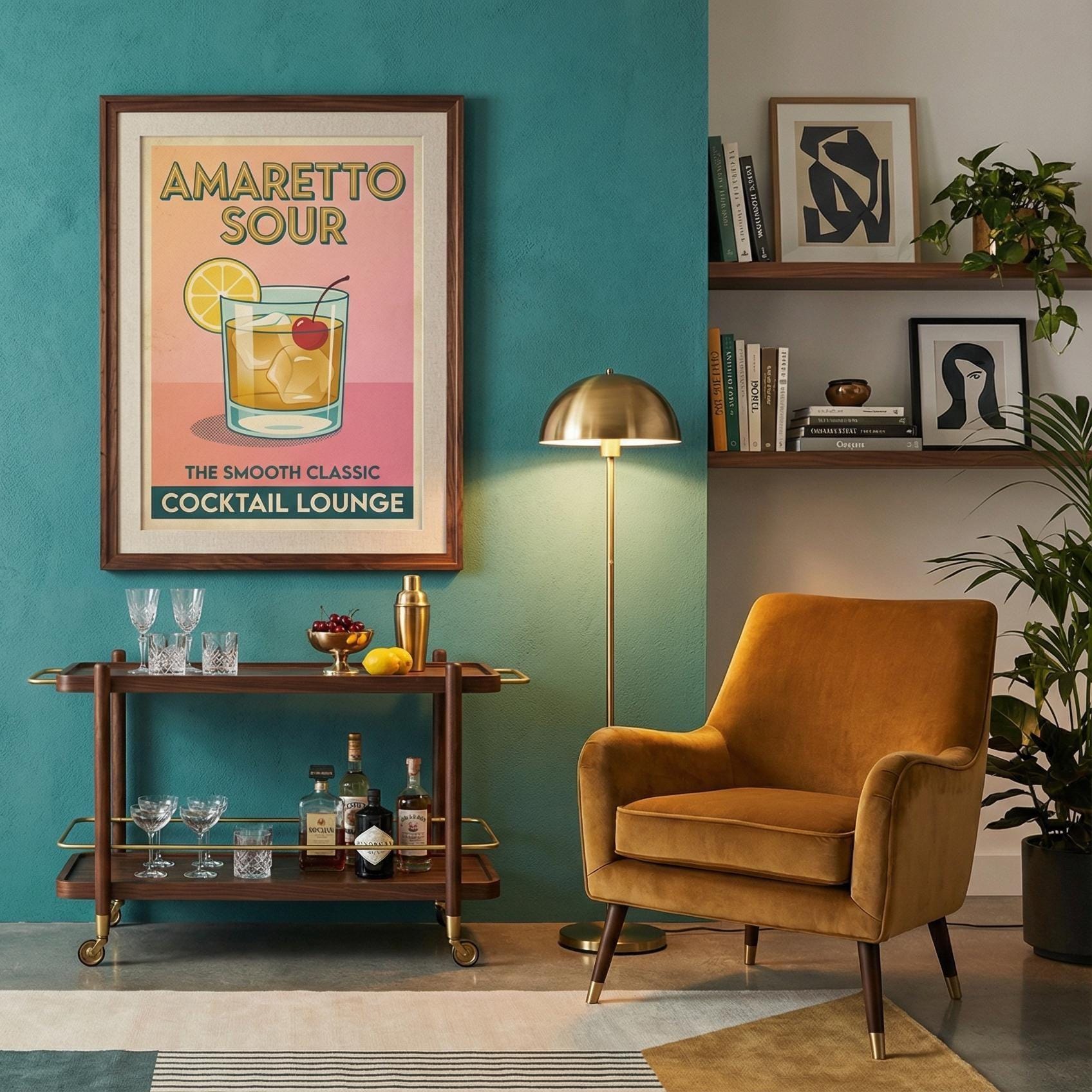 Amaretto Sour Wall Art Print: Modern Cocktail Home Decor
