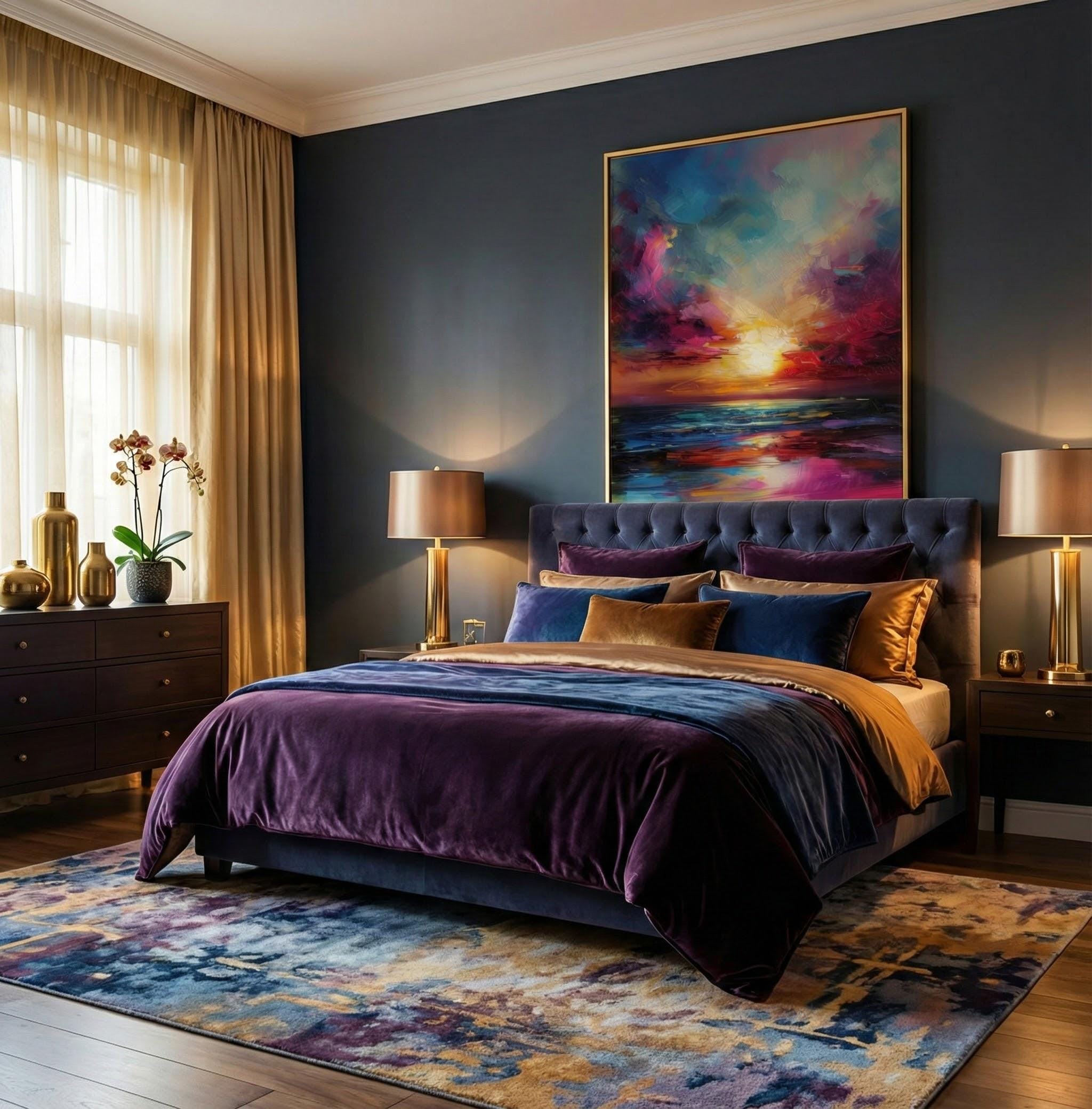 Colorful Sunset Wall Art - Vibrant Abstract Landscape for Cozy Spaces