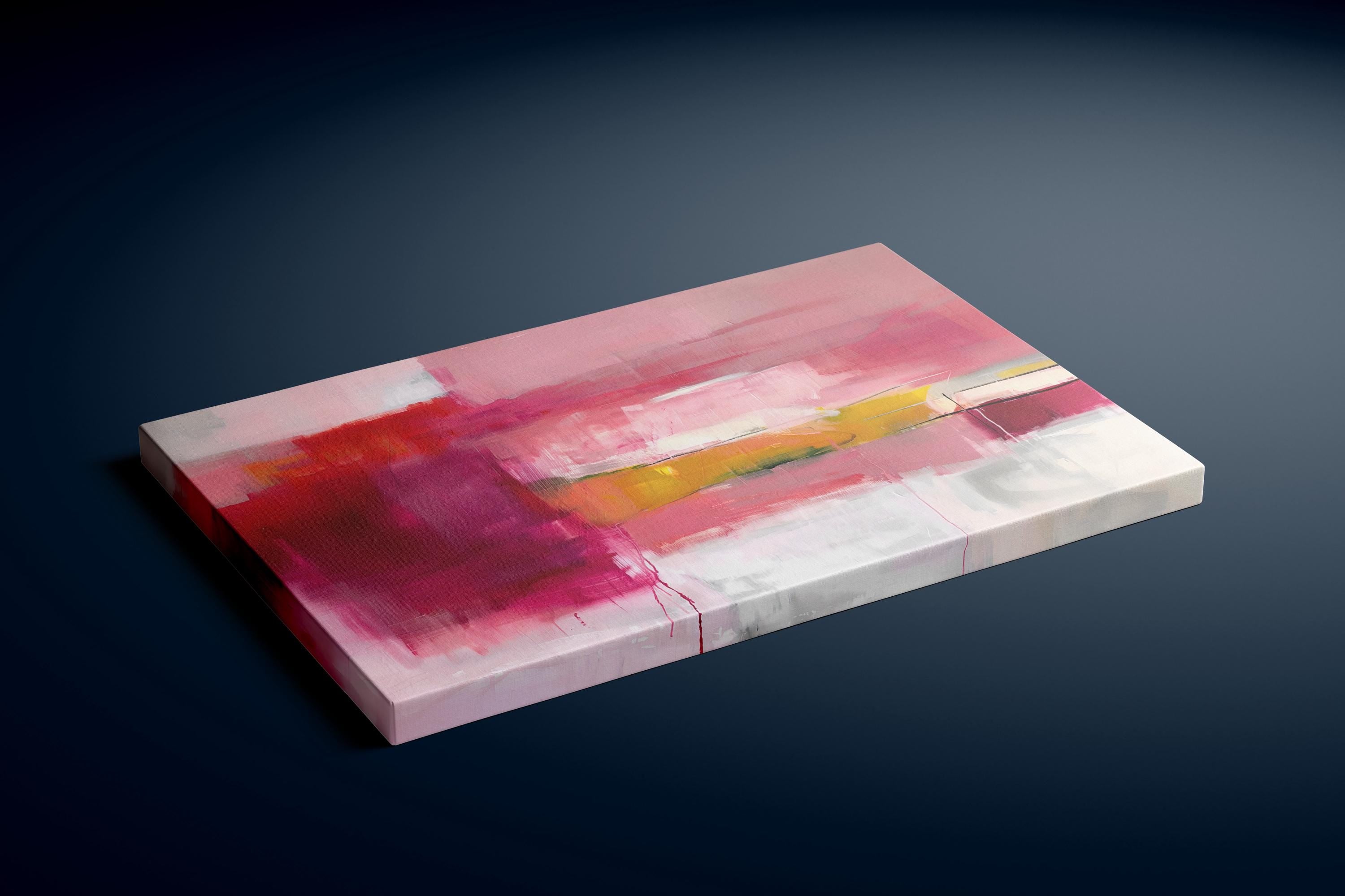 Vibrant Energy: Expressive Abstract Canvas Art in Pink & Red | Modern Statement Wall Decor