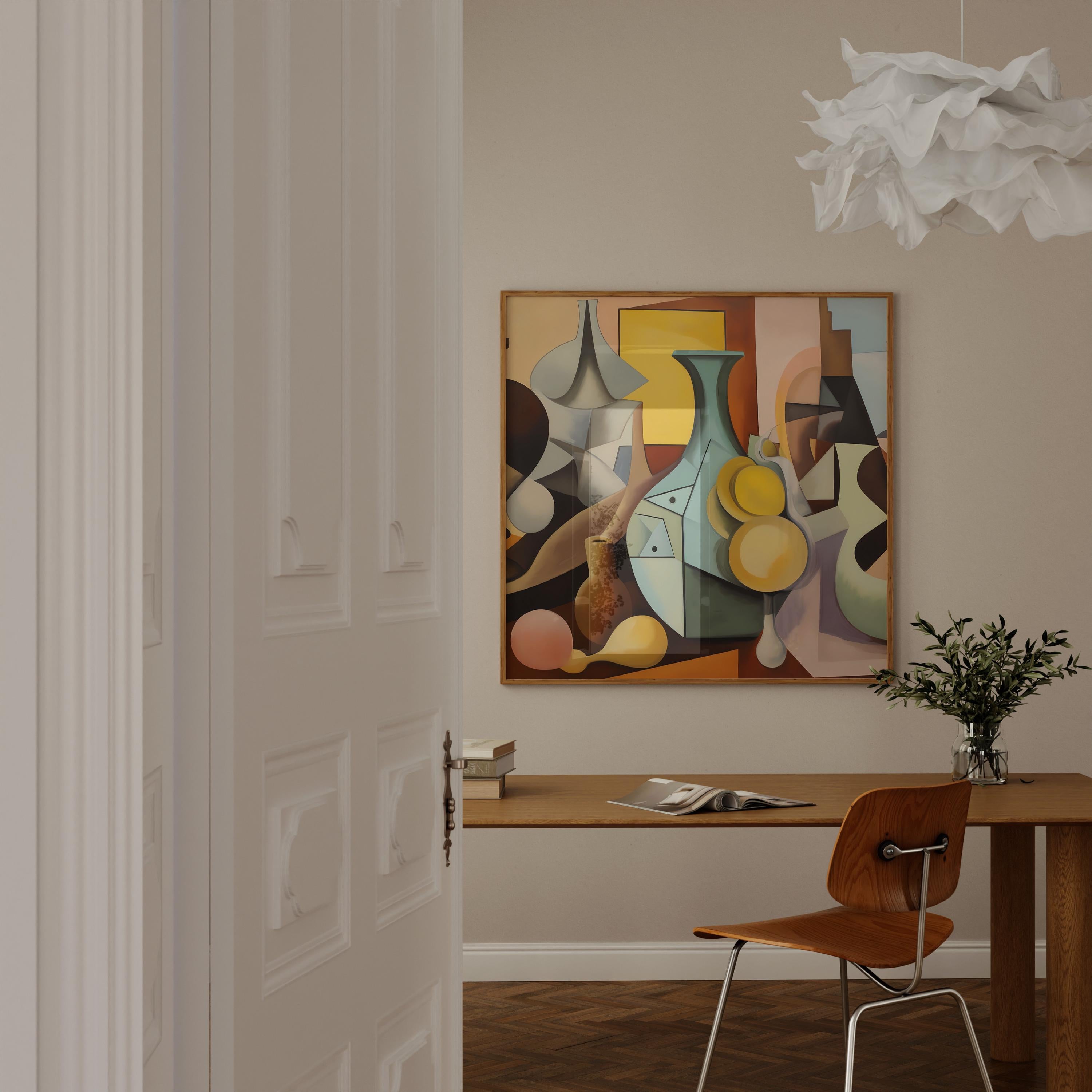 The Cubist Table: Geometric Still Life Art Print | Modern Abstract Framed Wall Decor