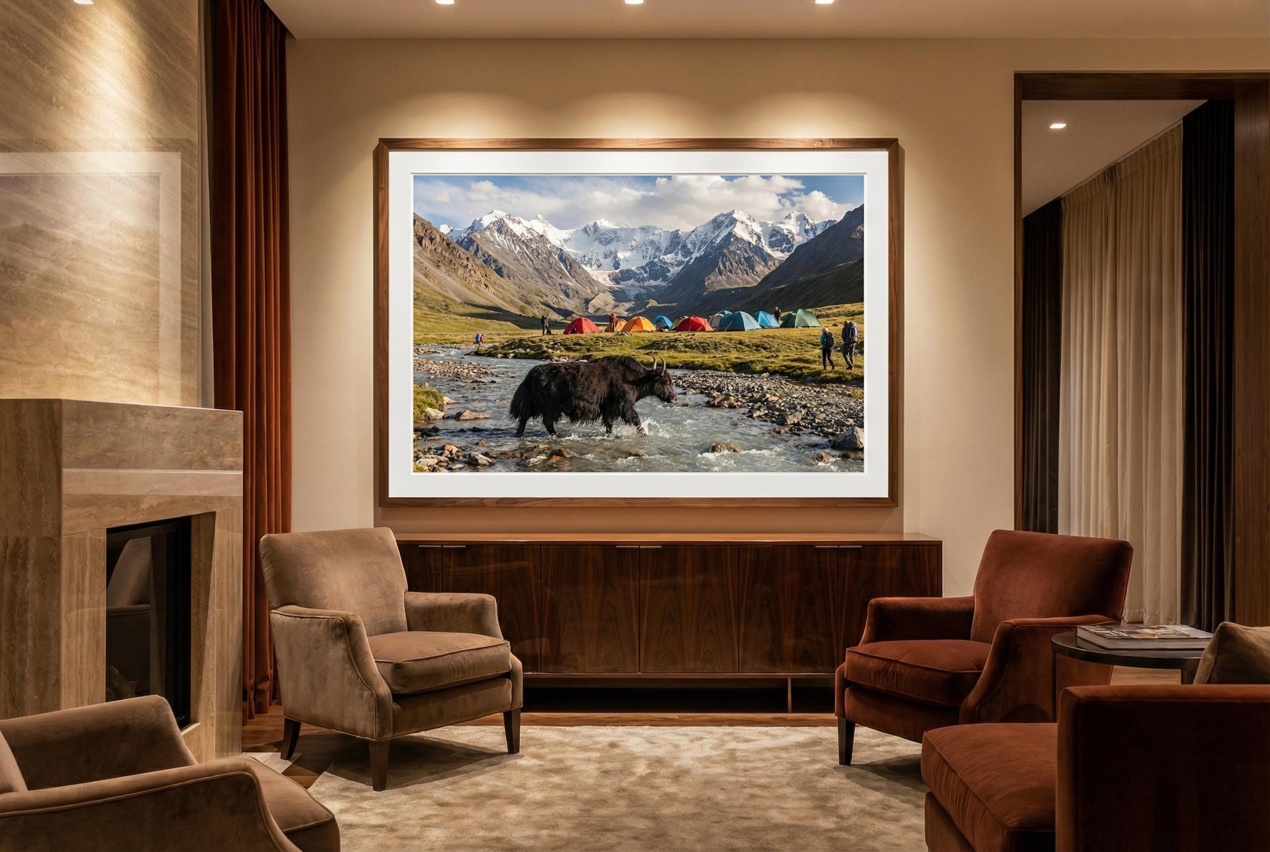 Bull Crossing River Print: Landscape Wall Art (Framed or Canvas)