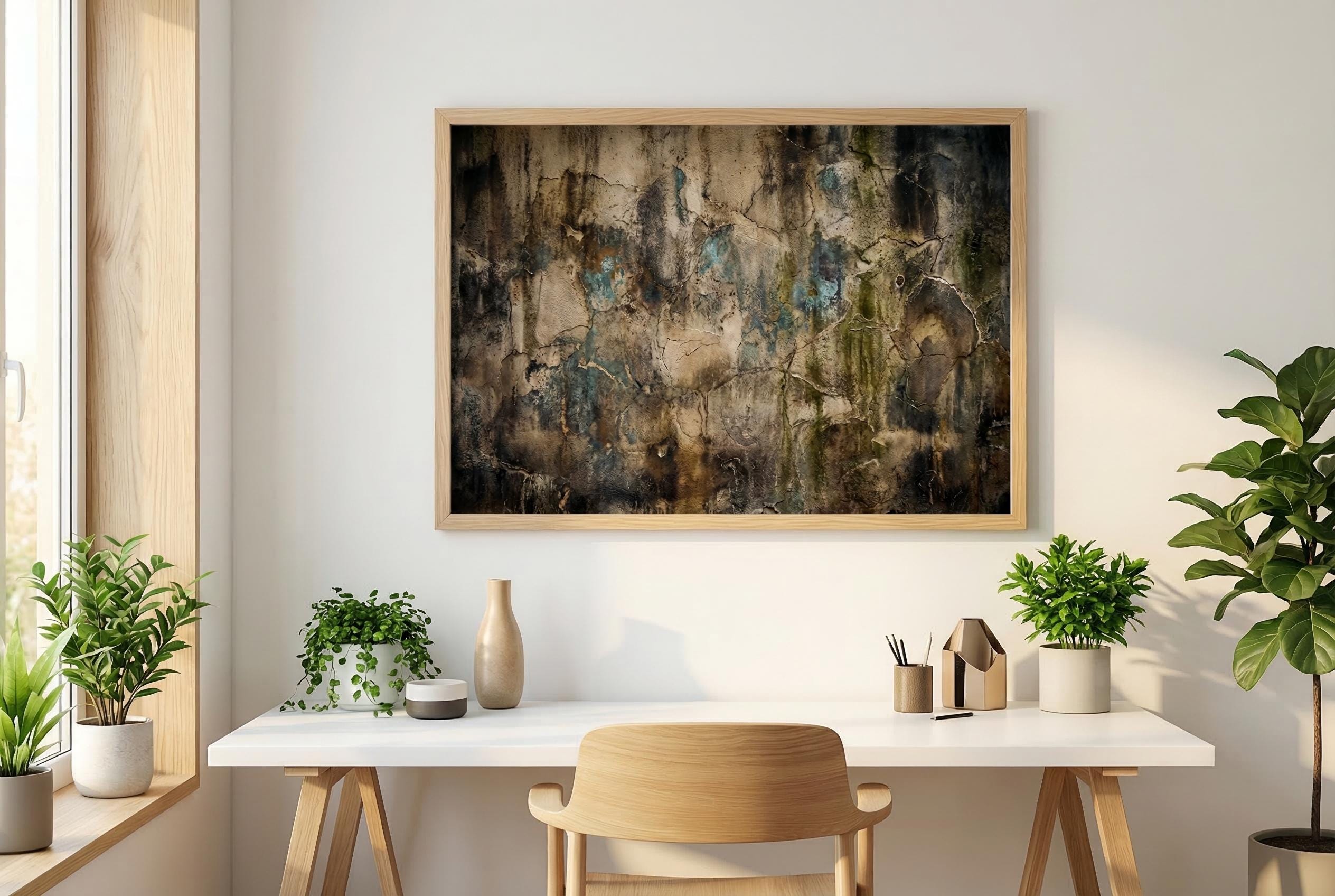 Industrial Grunge Wall Art Moody Abstract Texture Print Rustic Decayed Plaster Wabi Sabi Canvas