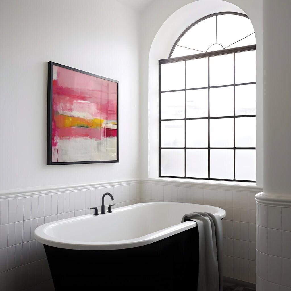 Vibrant Energy: Expressive Abstract Canvas Art in Pink & Red | Modern Statement Wall Decor