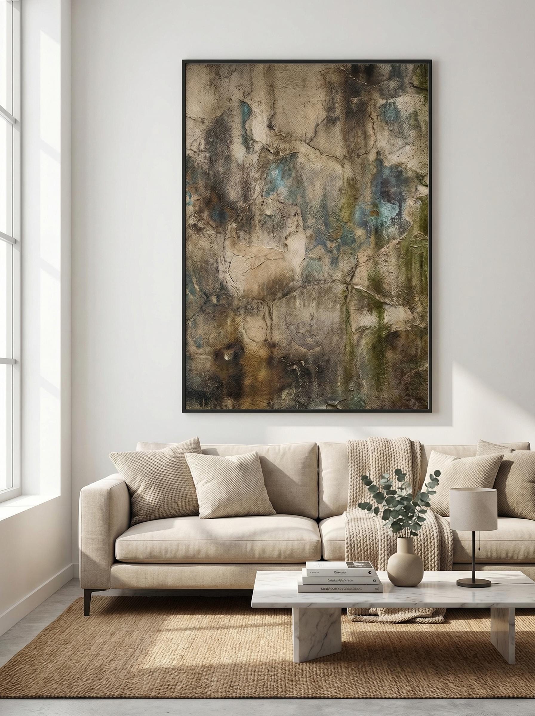 Industrial Grunge Wall Art Moody Abstract Texture Print Rustic Decayed Plaster Wabi Sabi Canvas
