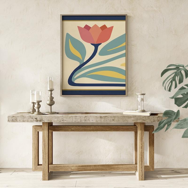 Tulip Wall Art: Danish Pastel Floral - Mid Century Modern Style