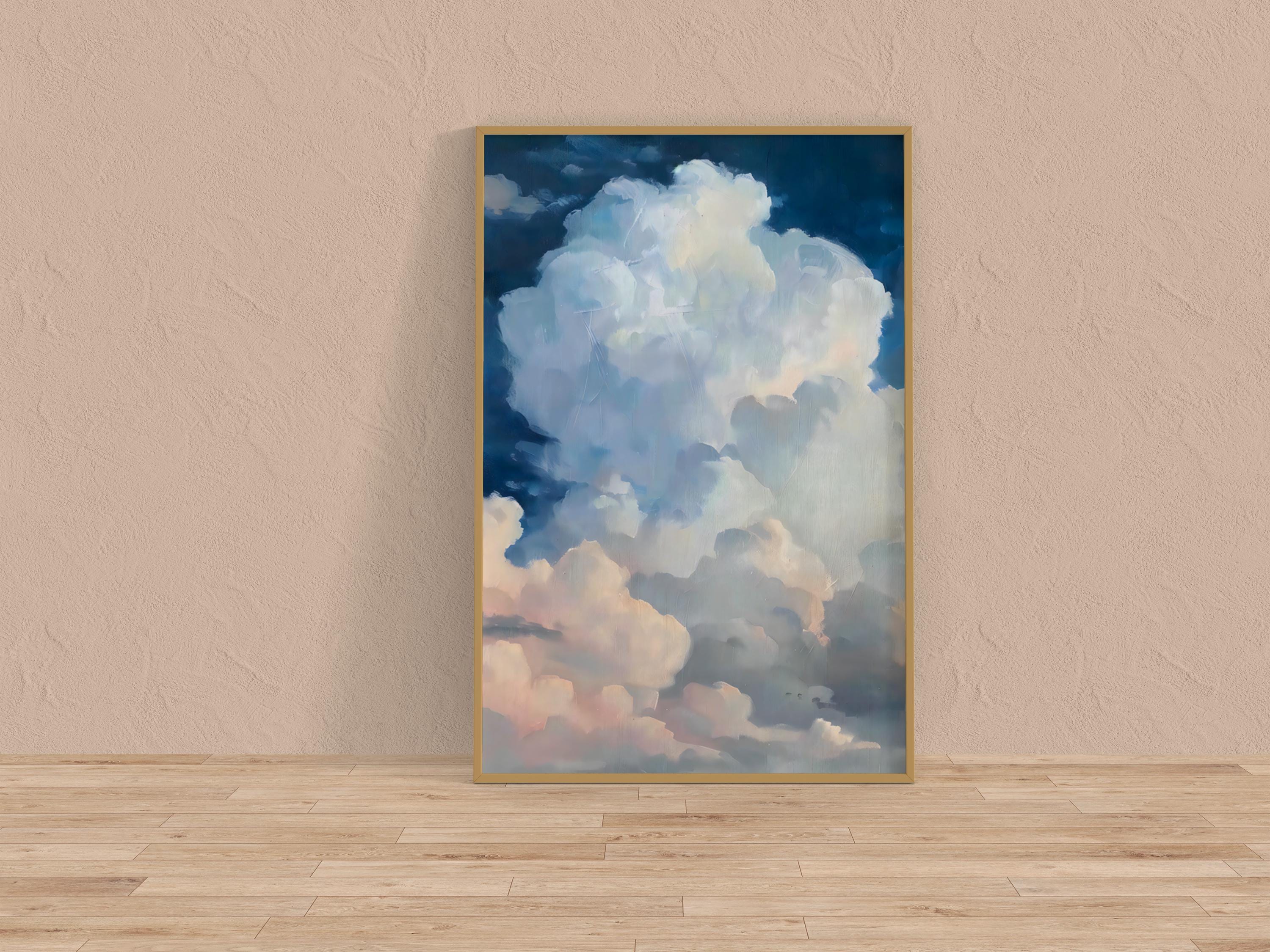 The Empyrean: Dramatic Ethereal Cloudscape in Blue & Peach | Majestic & Serene Sky Art
