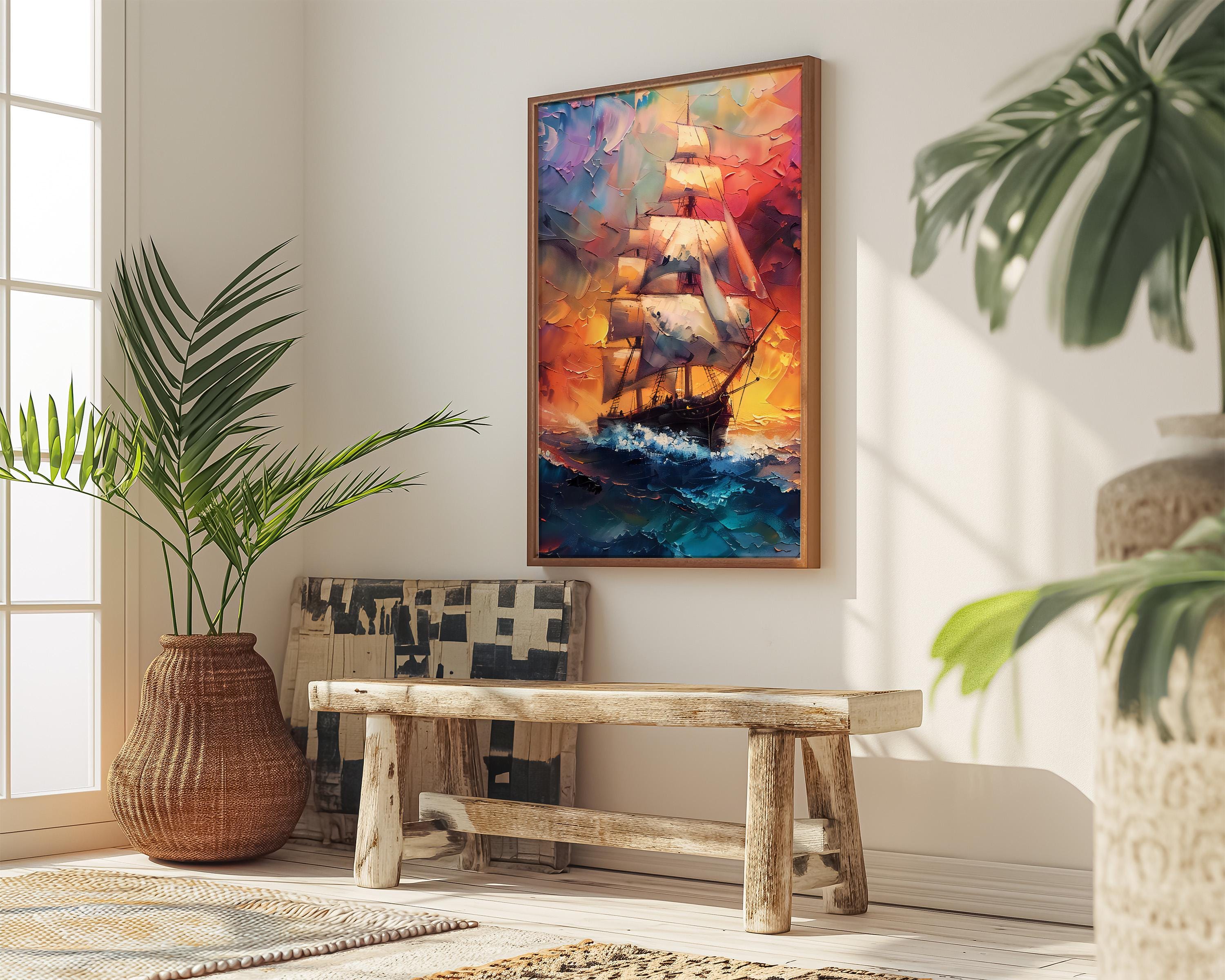 The Fire Ship: Dramatic Sailing Adventure Art | Supernatural & Otherworldly Seascape