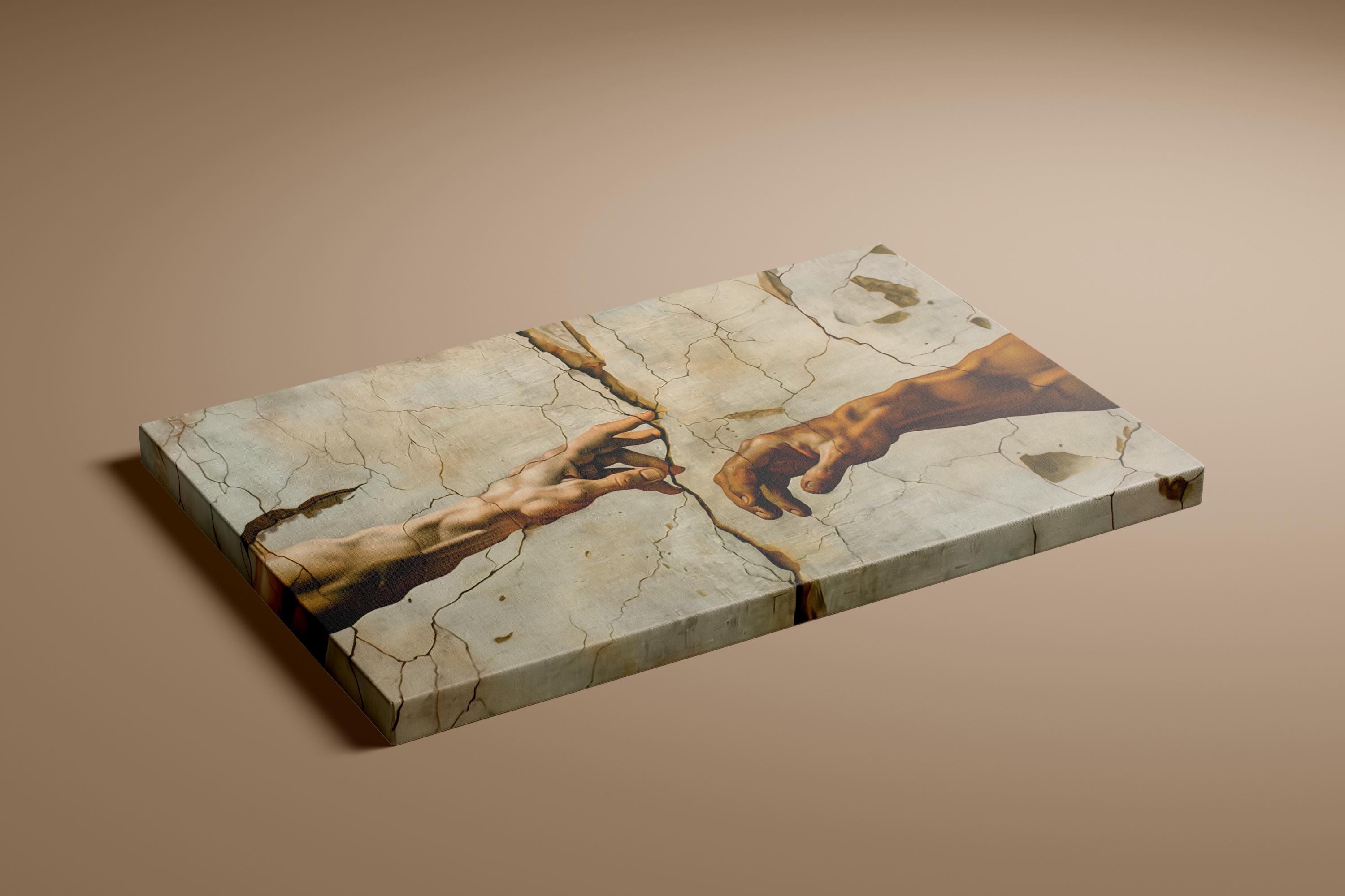 The Divide: A Modern 'Creation of Adam' | Cinematic Reaching Hands Canvas Art