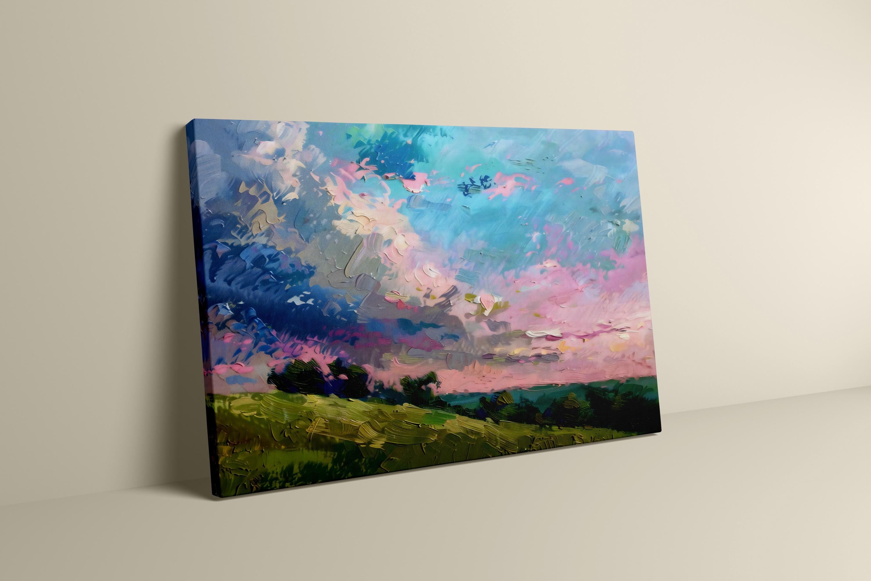 Dreamscape Horizon: Vibrant Abstract Landscape Canvas Art | Colorful & Expressive Wall Decor